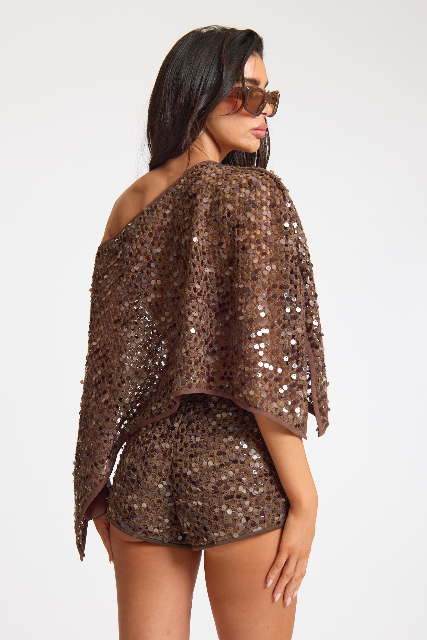 Sequin Floaty Cape Top