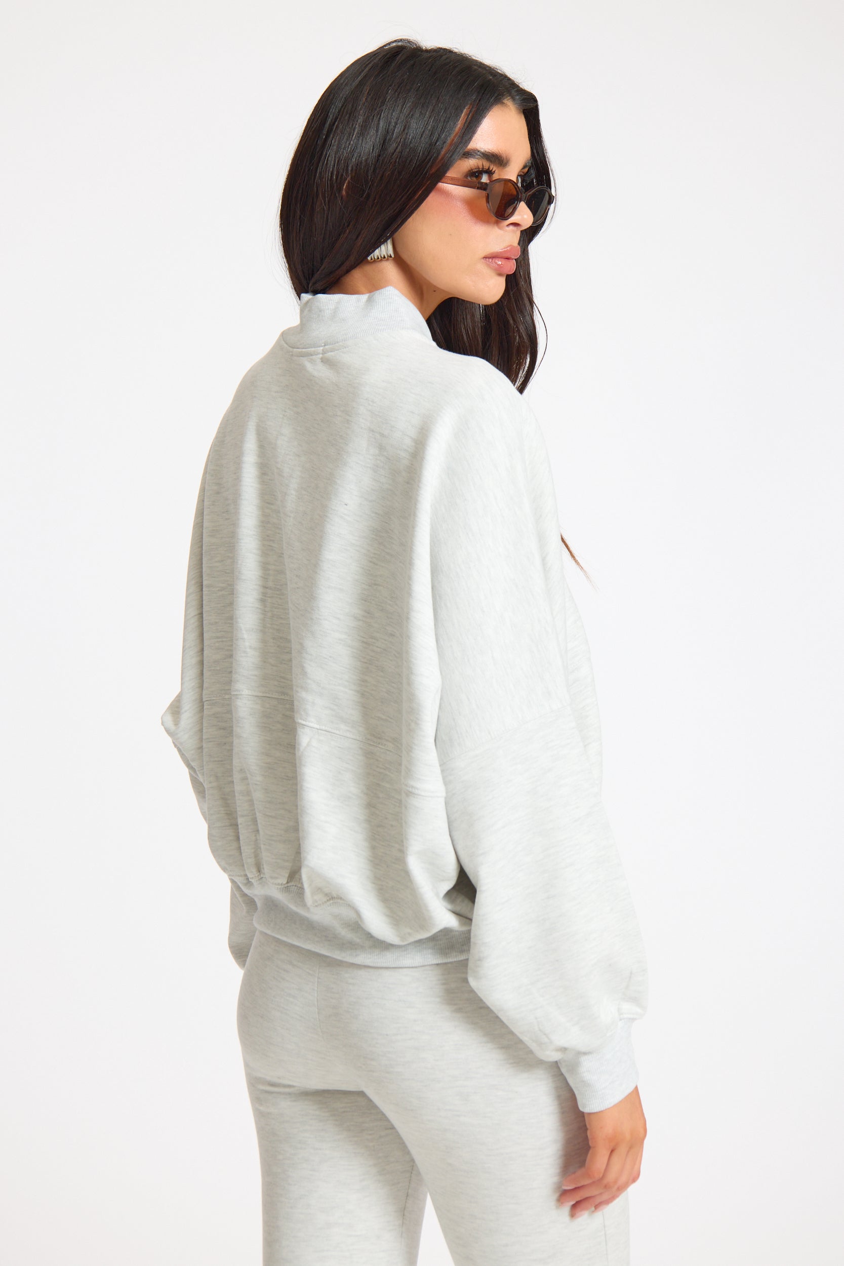 Bleached Grey Slouch Fit Double Zip Hoodie