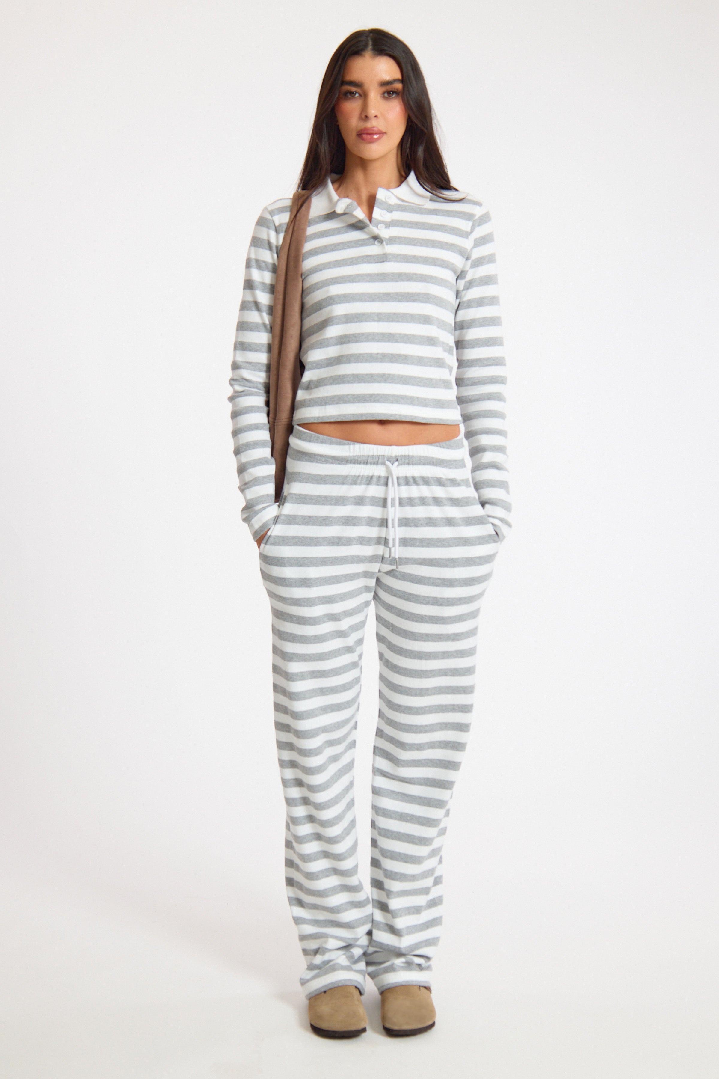 White Stripe Striped Relaxed Rib Jogger