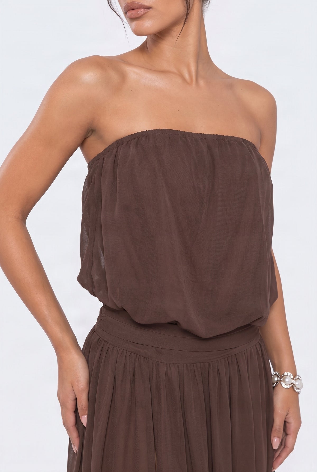 Chocolate Bandeau Maxi Dress