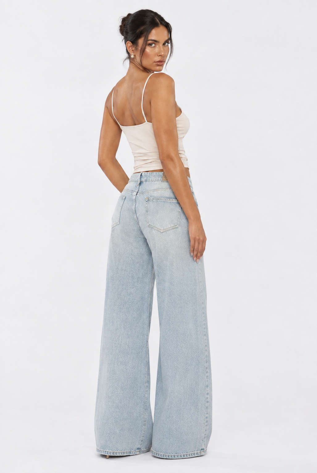 Light Blue Low Rise Wide Leg Jeans