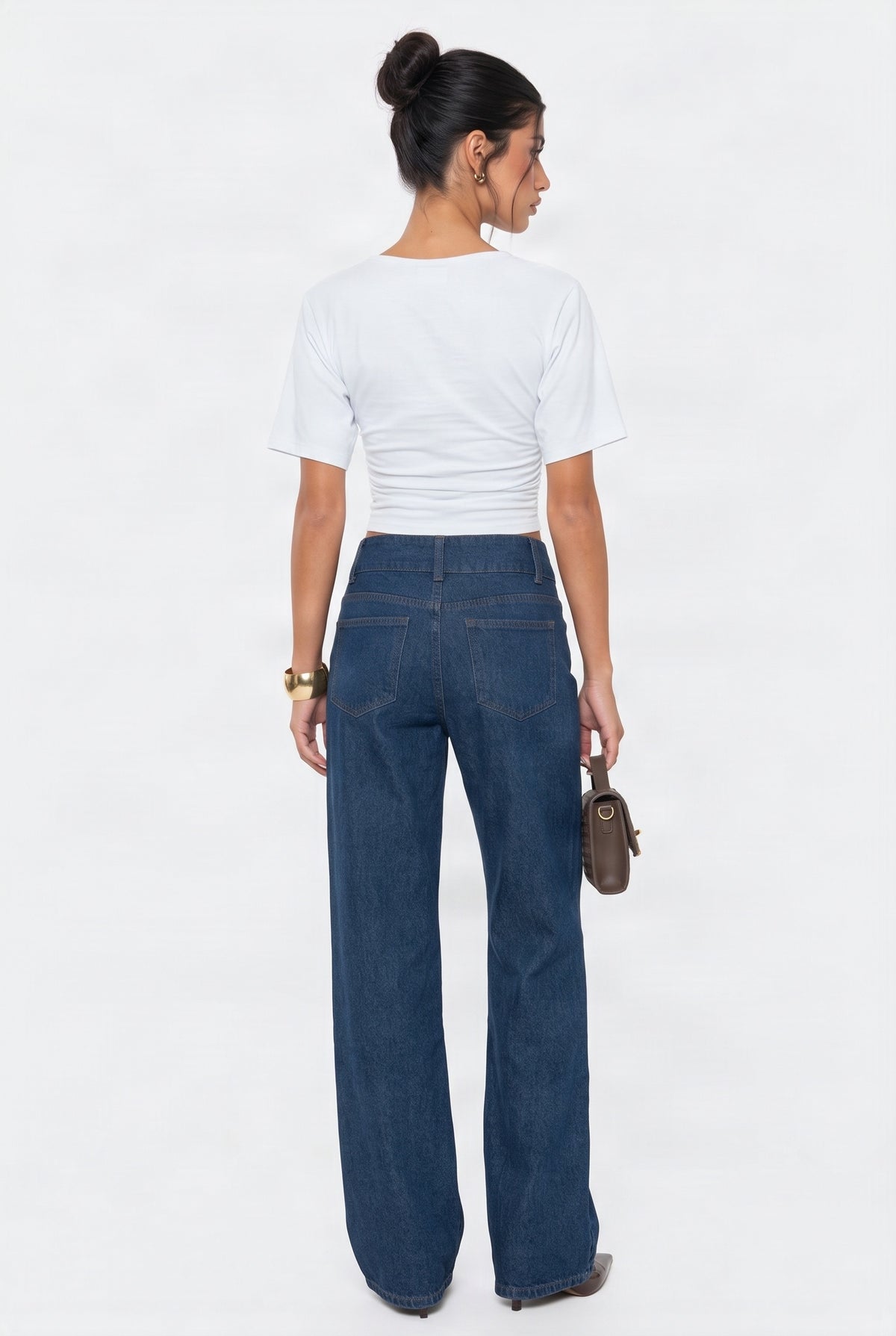 Low Rise Belted Straight Leg Jeans
