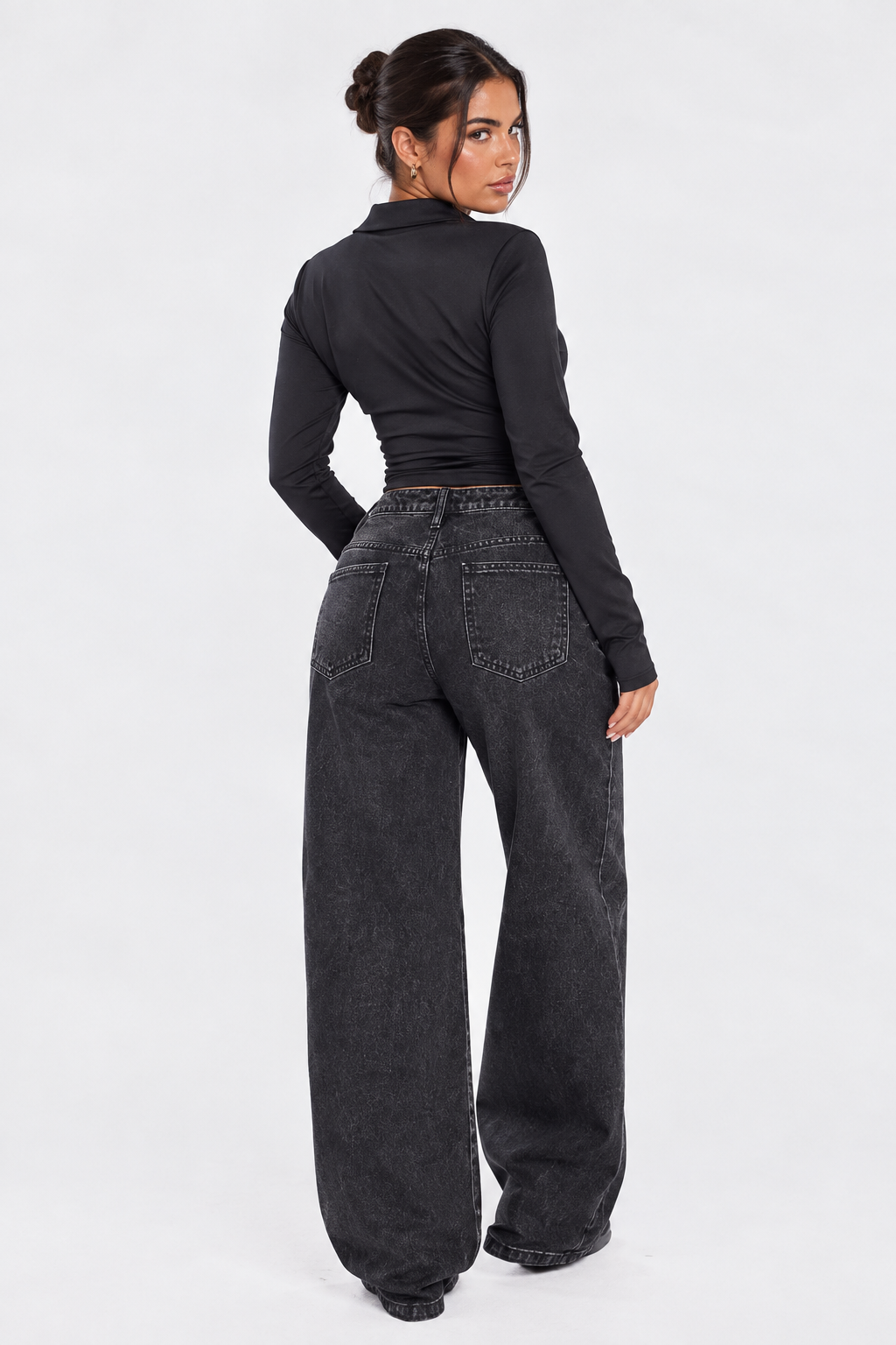 Black Low Rise Boyfriend Jeans