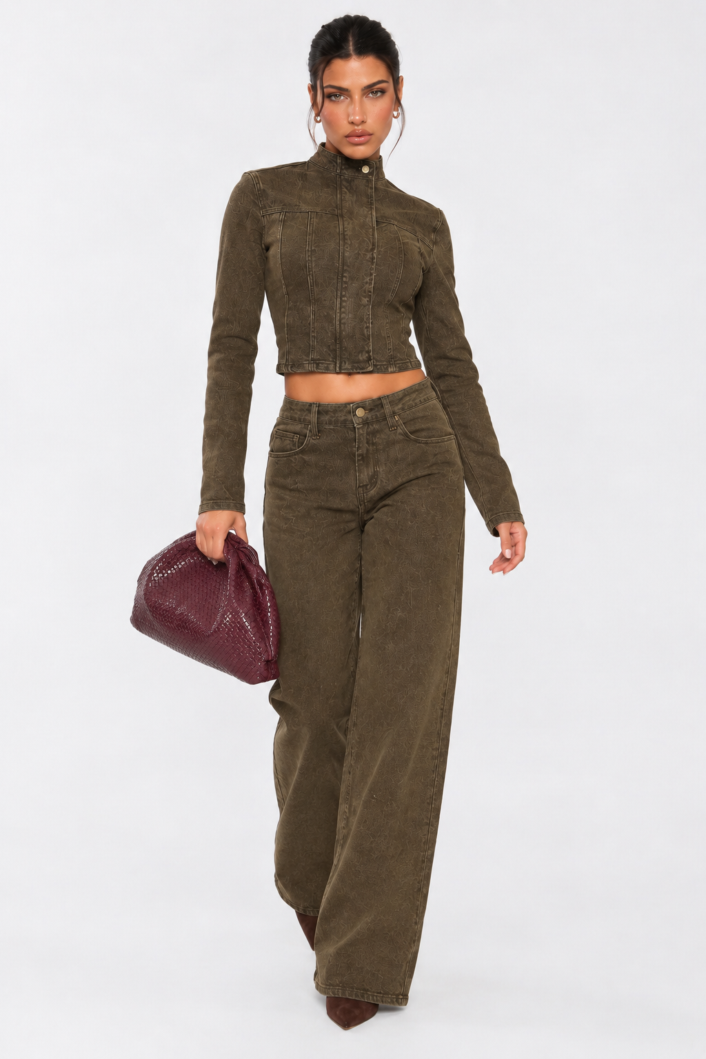 Chocolate Cinched Denim Jacket