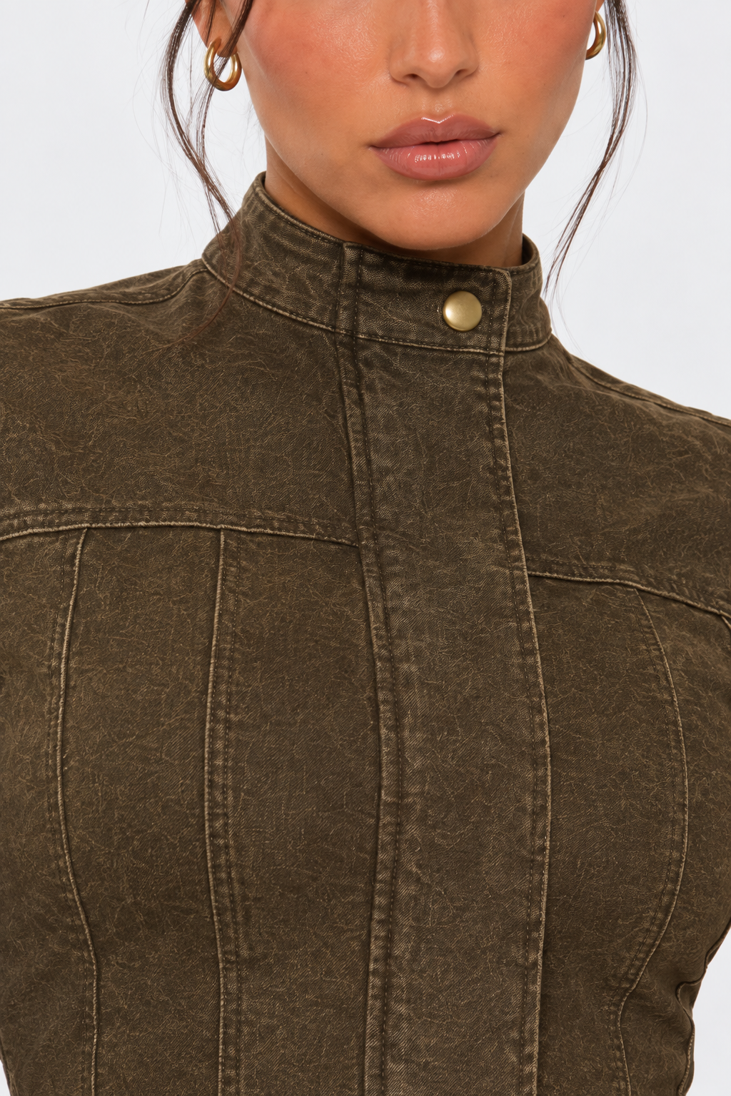Chocolate Cinched Denim Jacket
