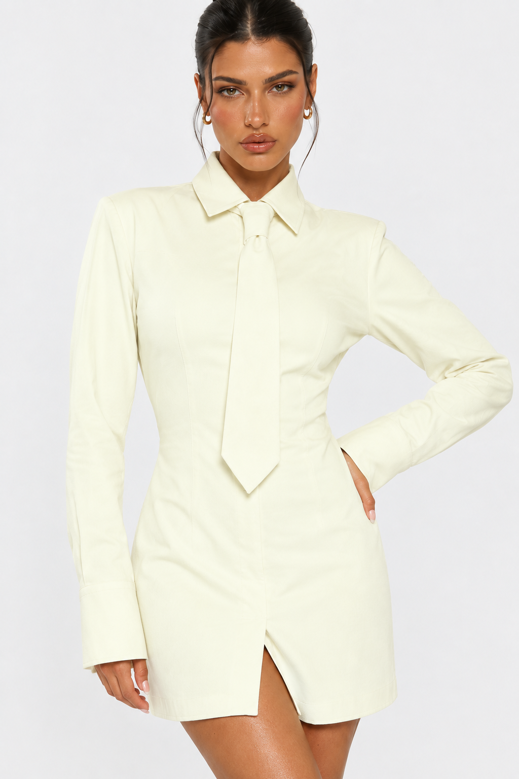Cream Tailored Mini Dress