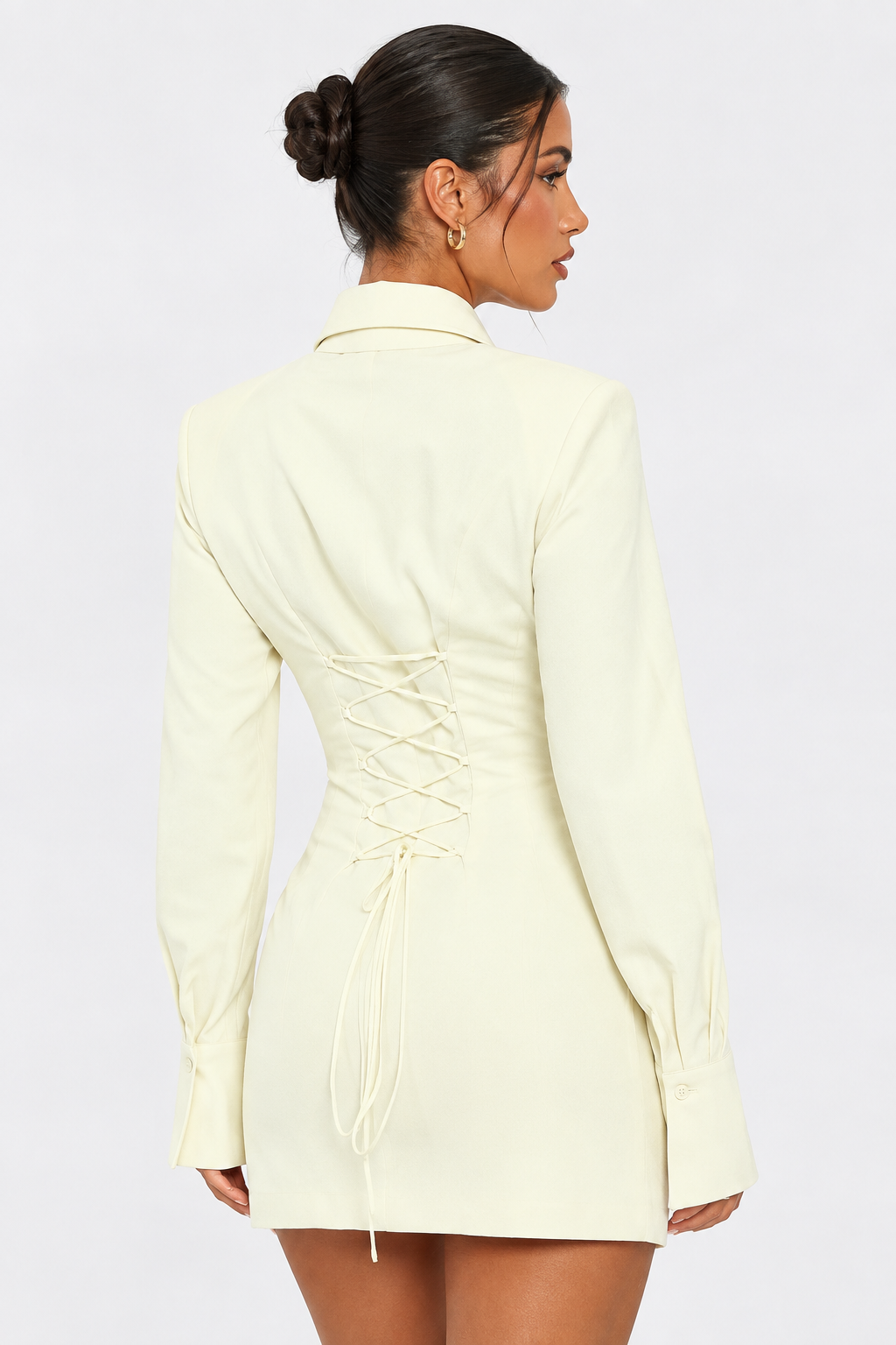Cream Tailored Mini Dress