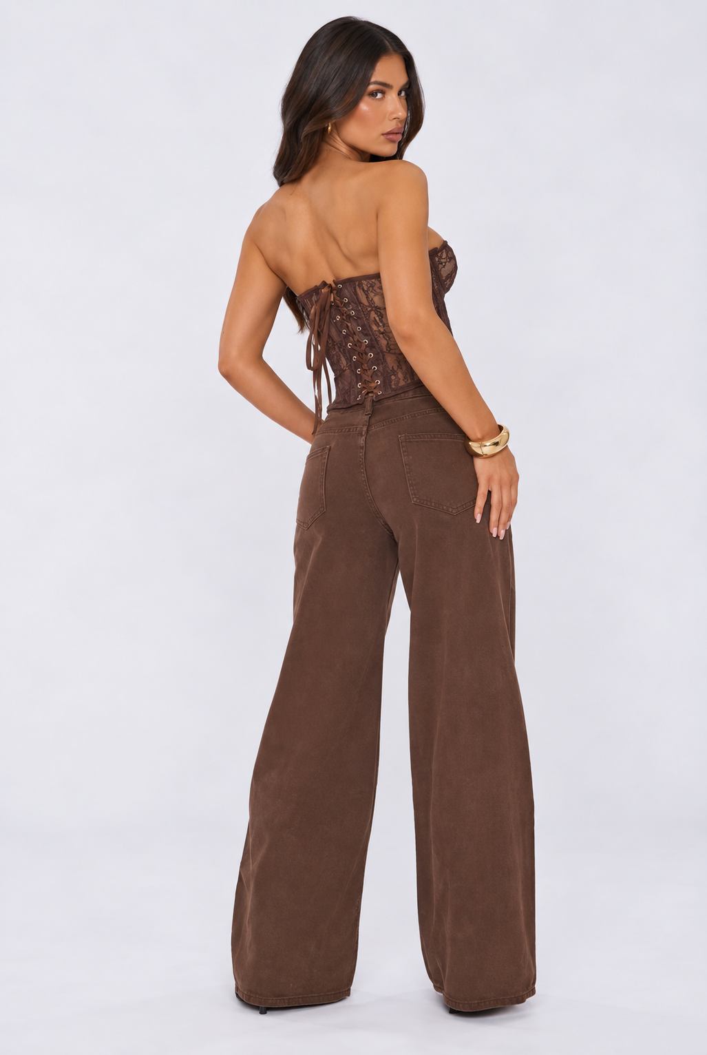 Brown Lace Corset Top