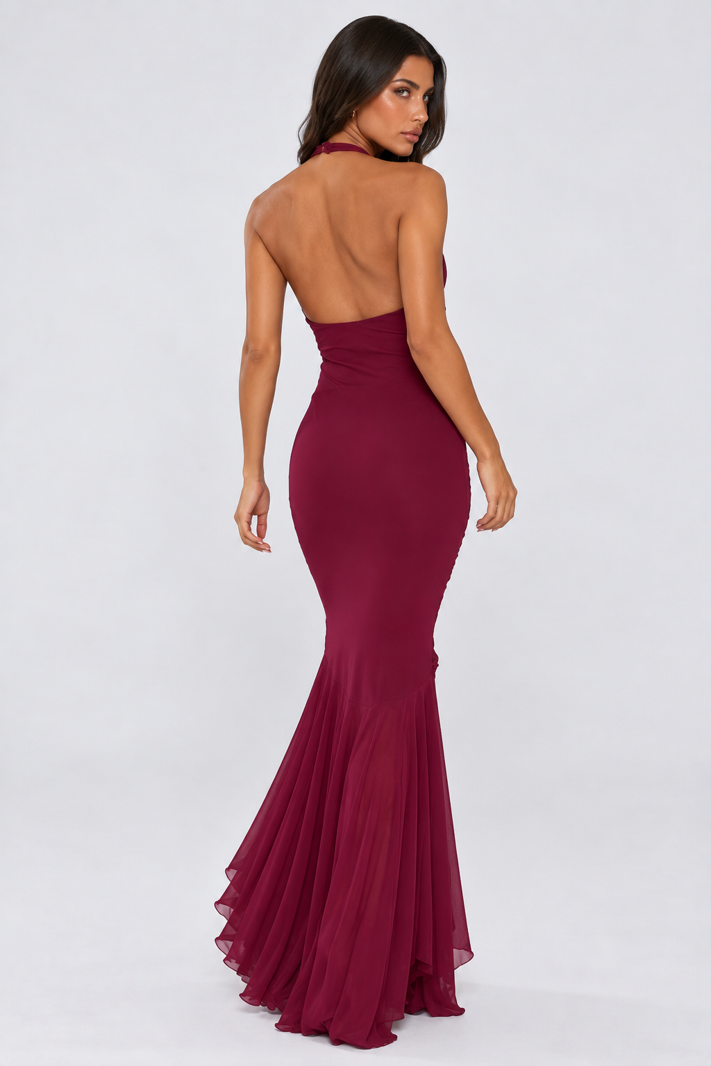 Plum Ruched Maxi Dress