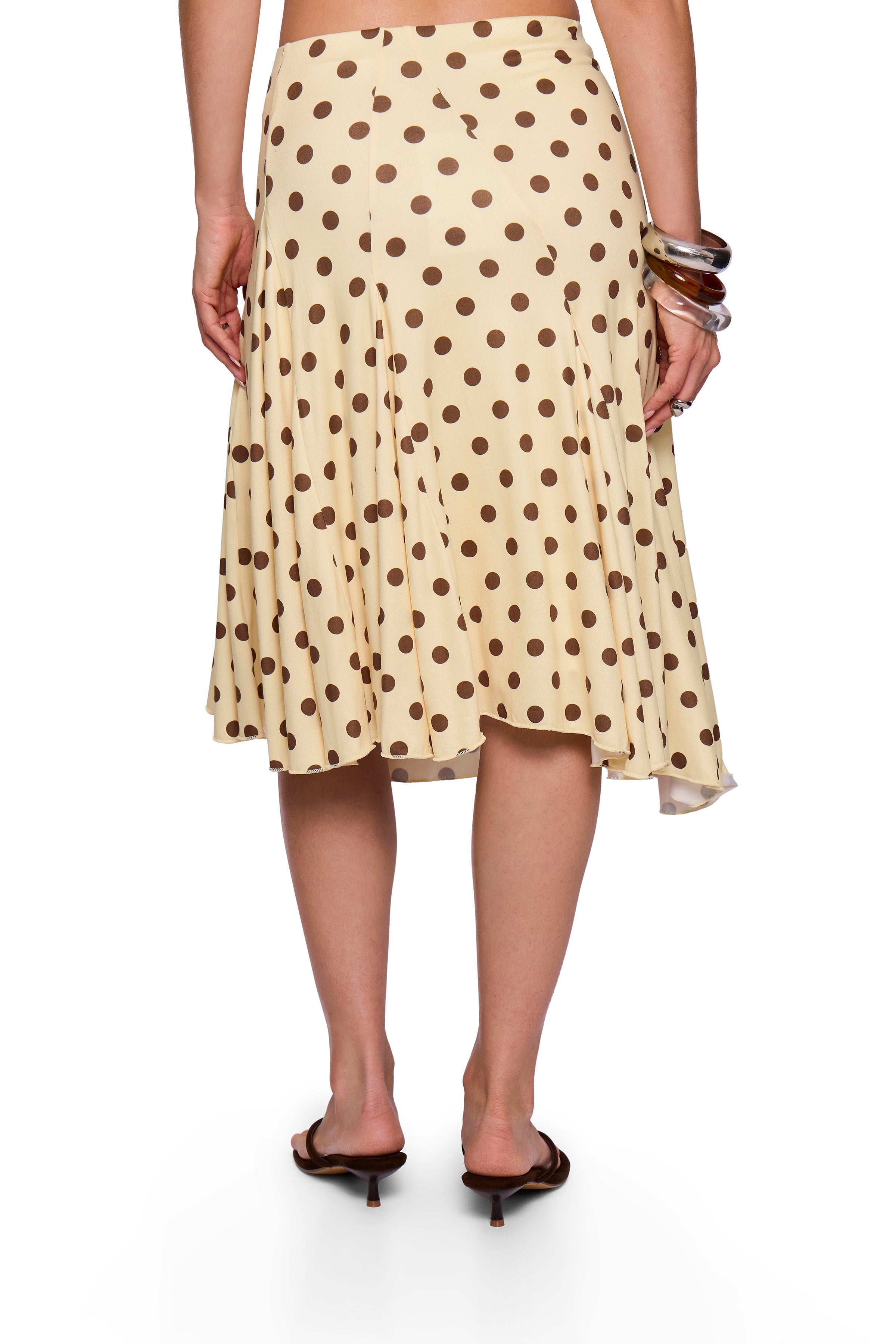 Butter Cream Polka Midi Skirt