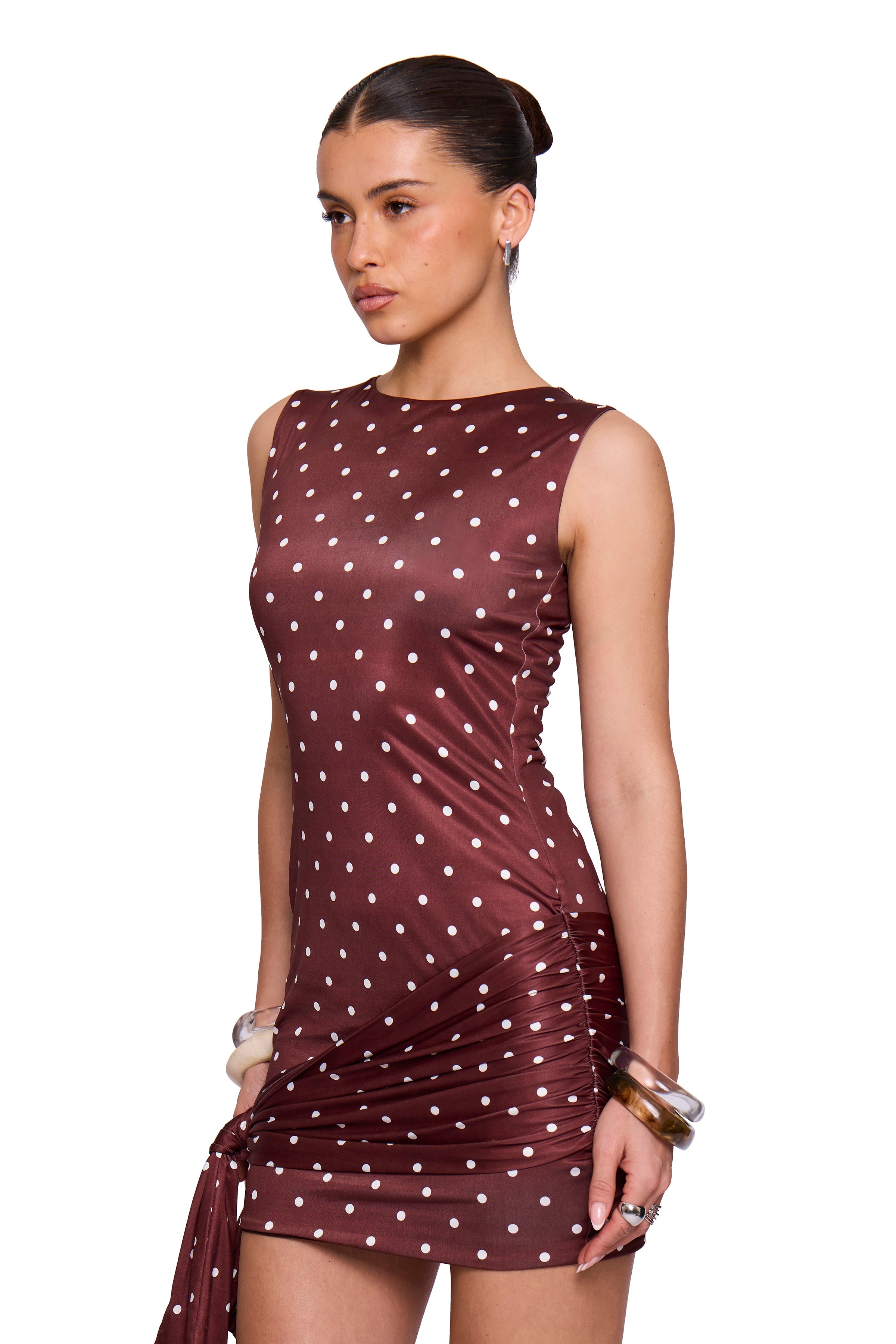 Chocolate Polka Wrap Dress