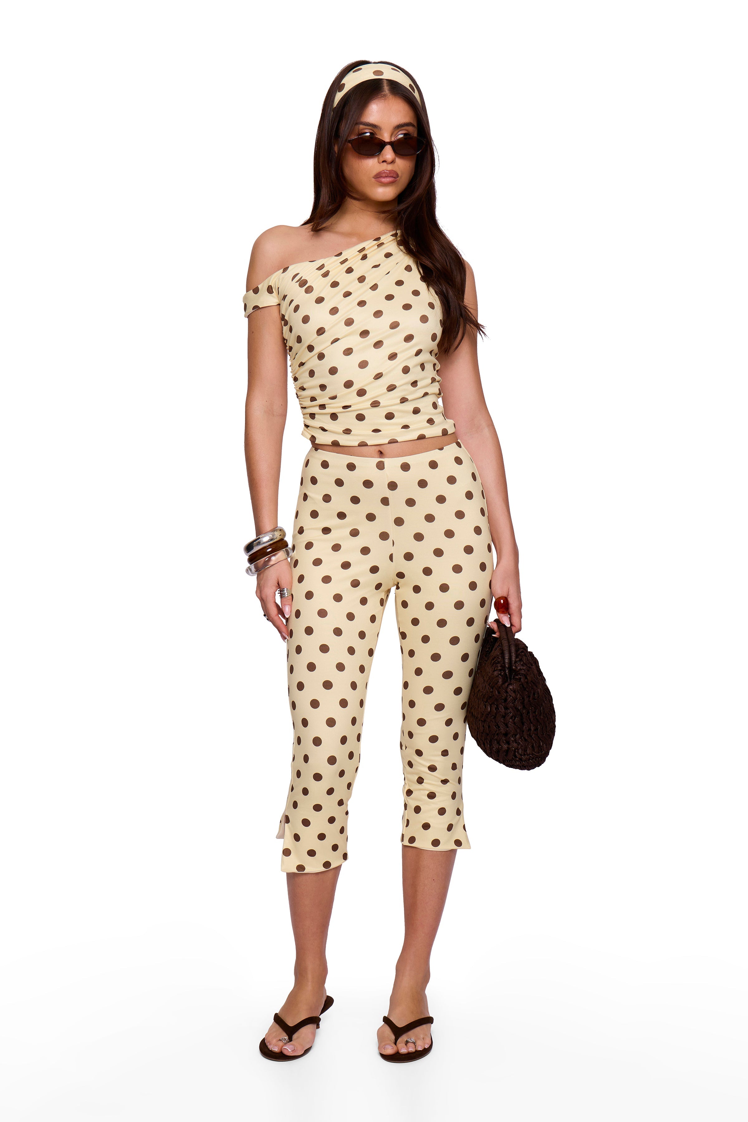 Butter Cream Polka Capri