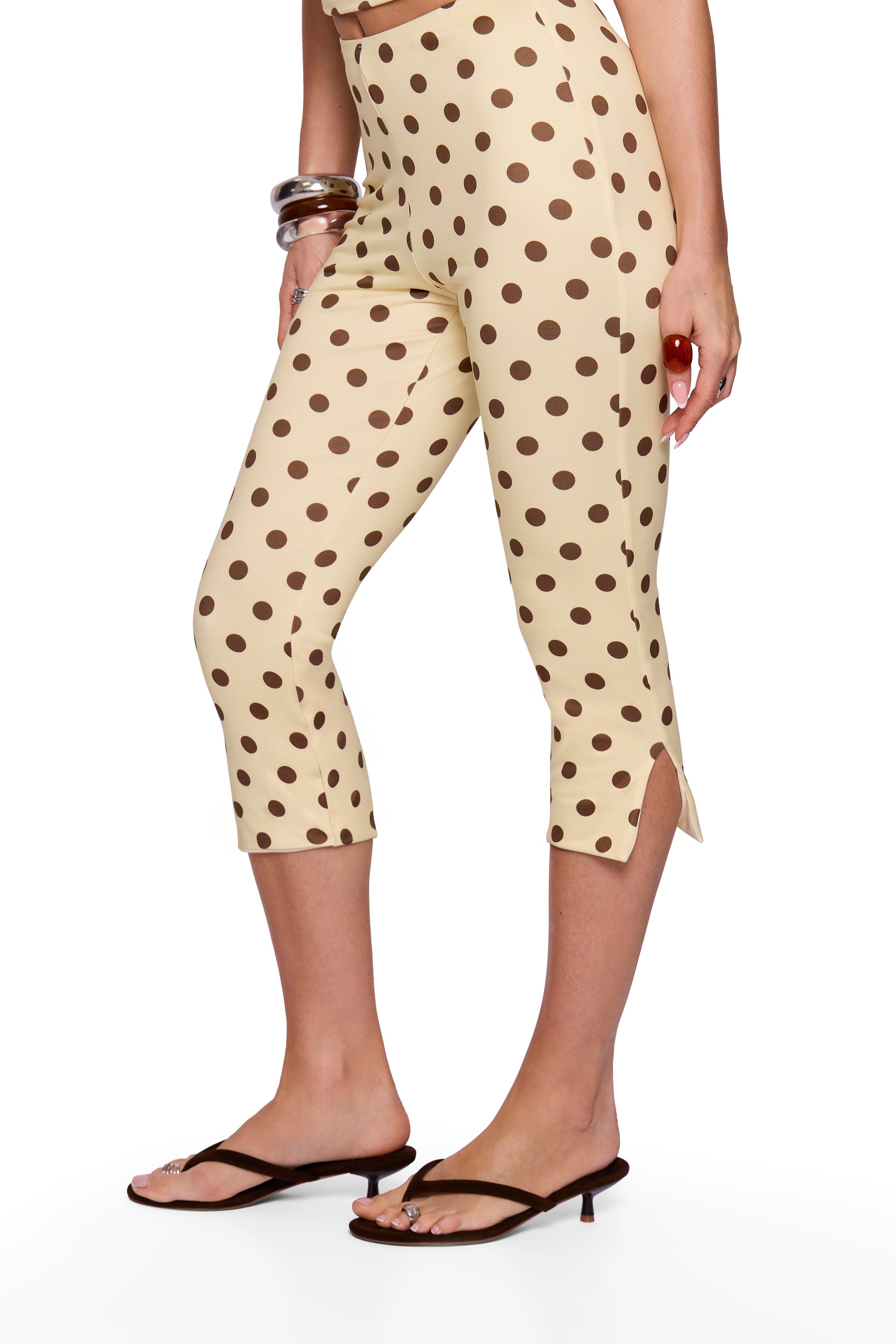 Butter Cream Polka Capri