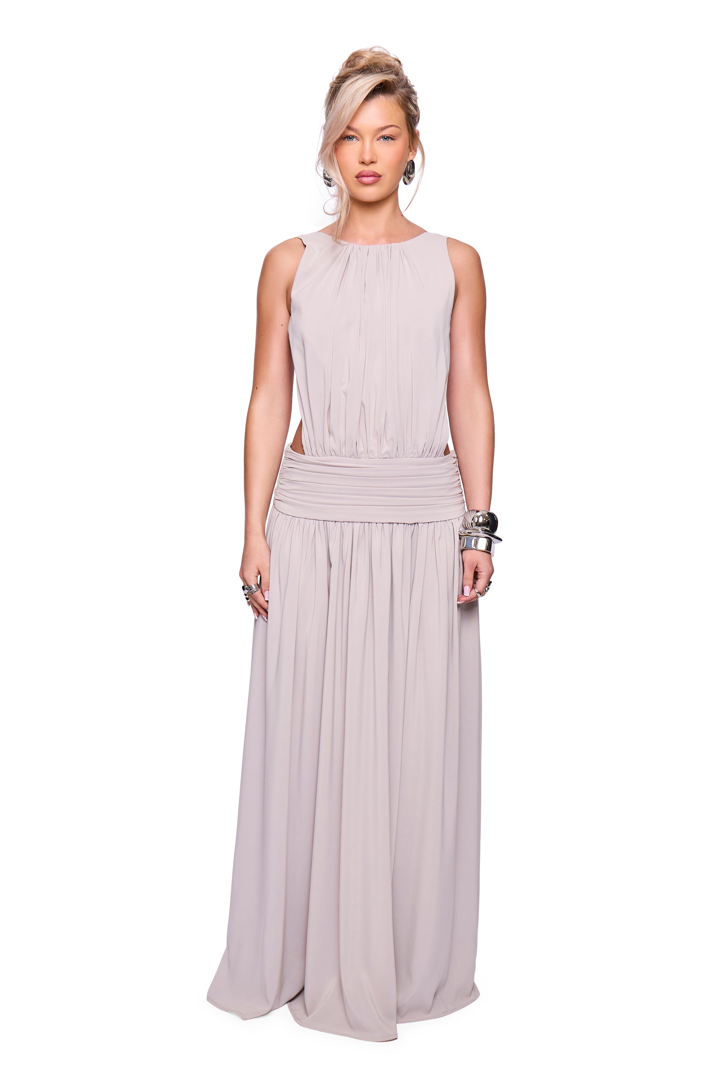 Grey Backless Maxi Dress