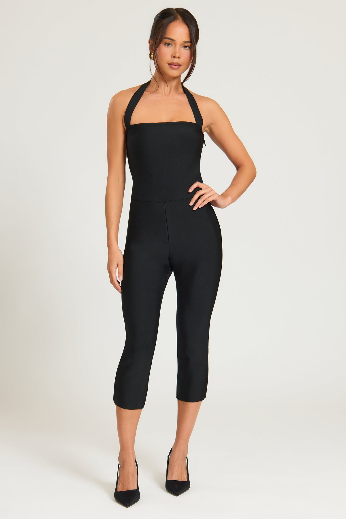 Bandage Halterneck Jumpsuit in Black
