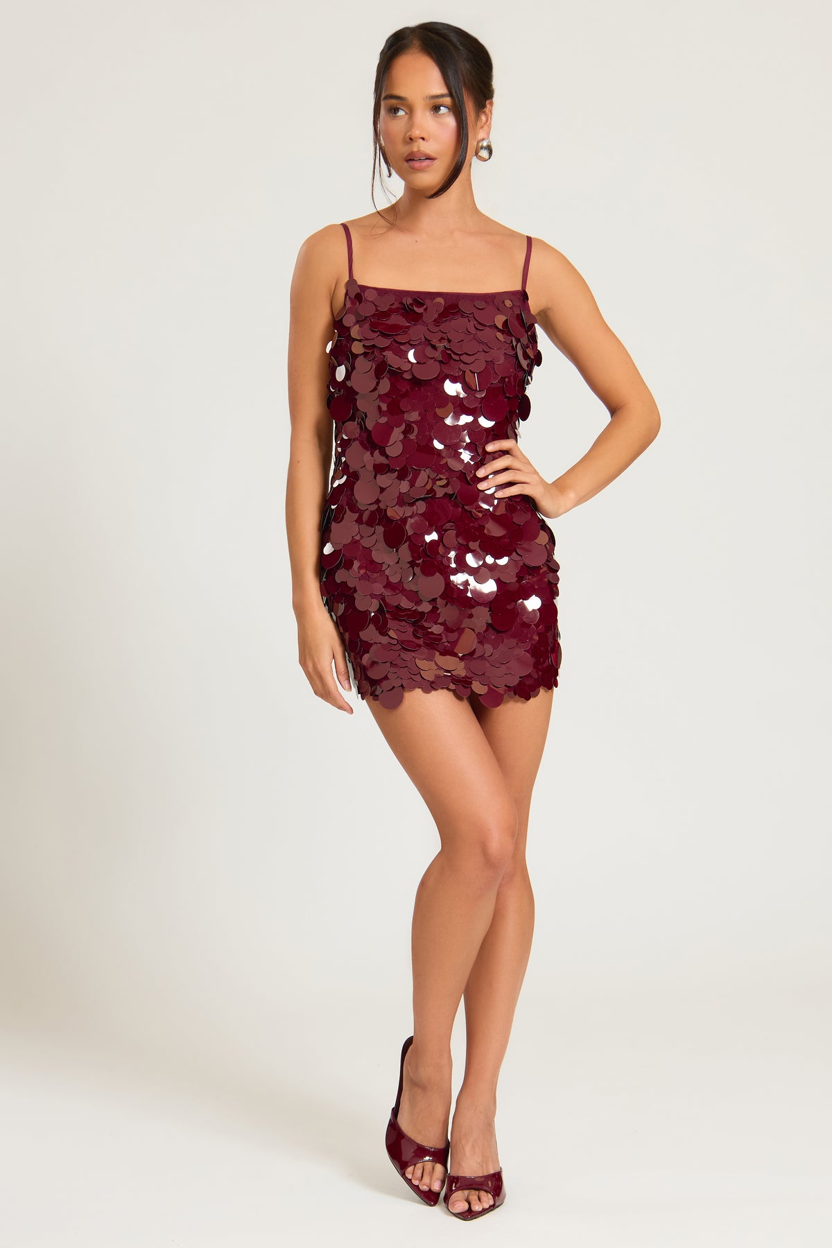 Sequin Burgundy Mini Dress