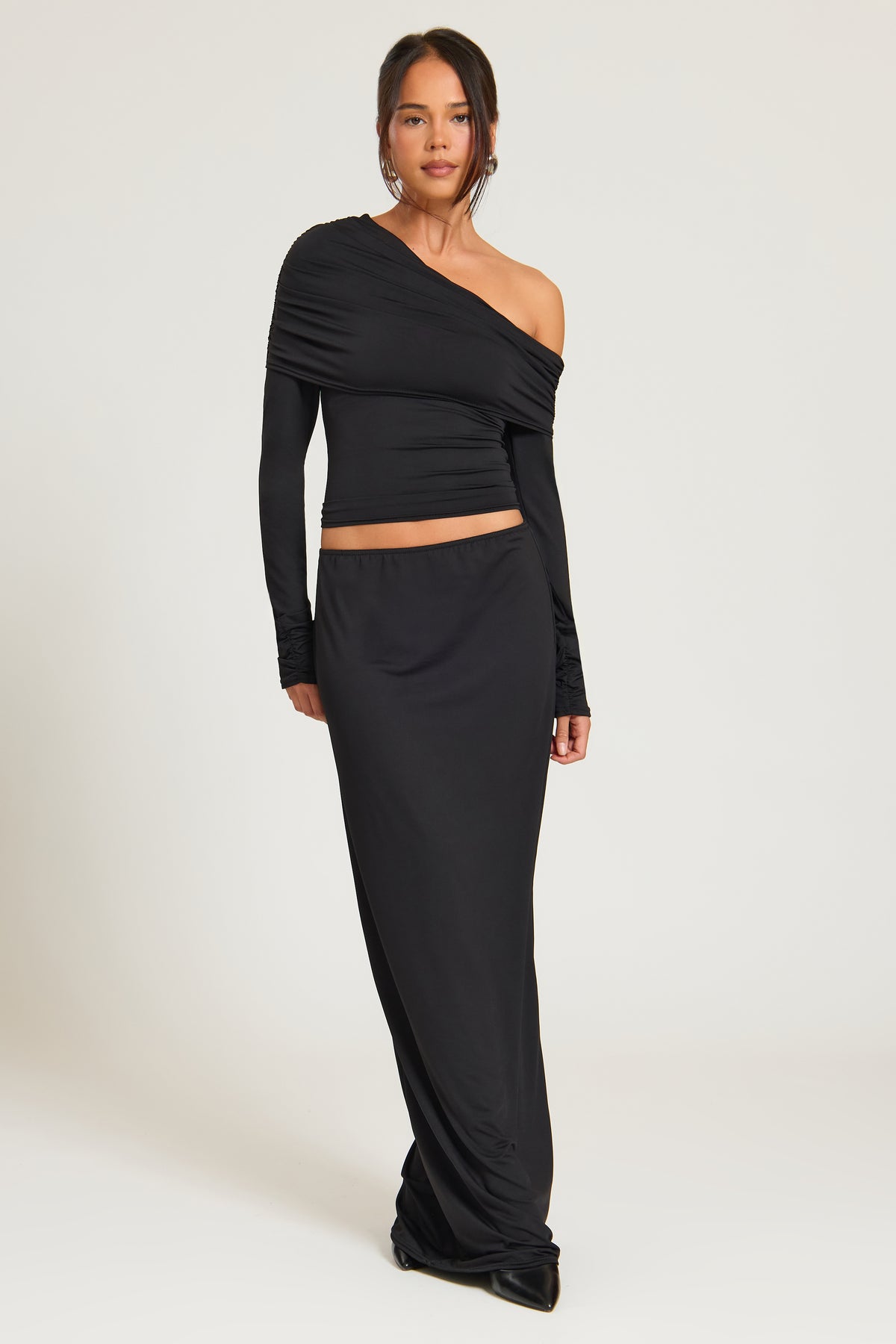 Cotton Touch Fold Over Asymmetric Top