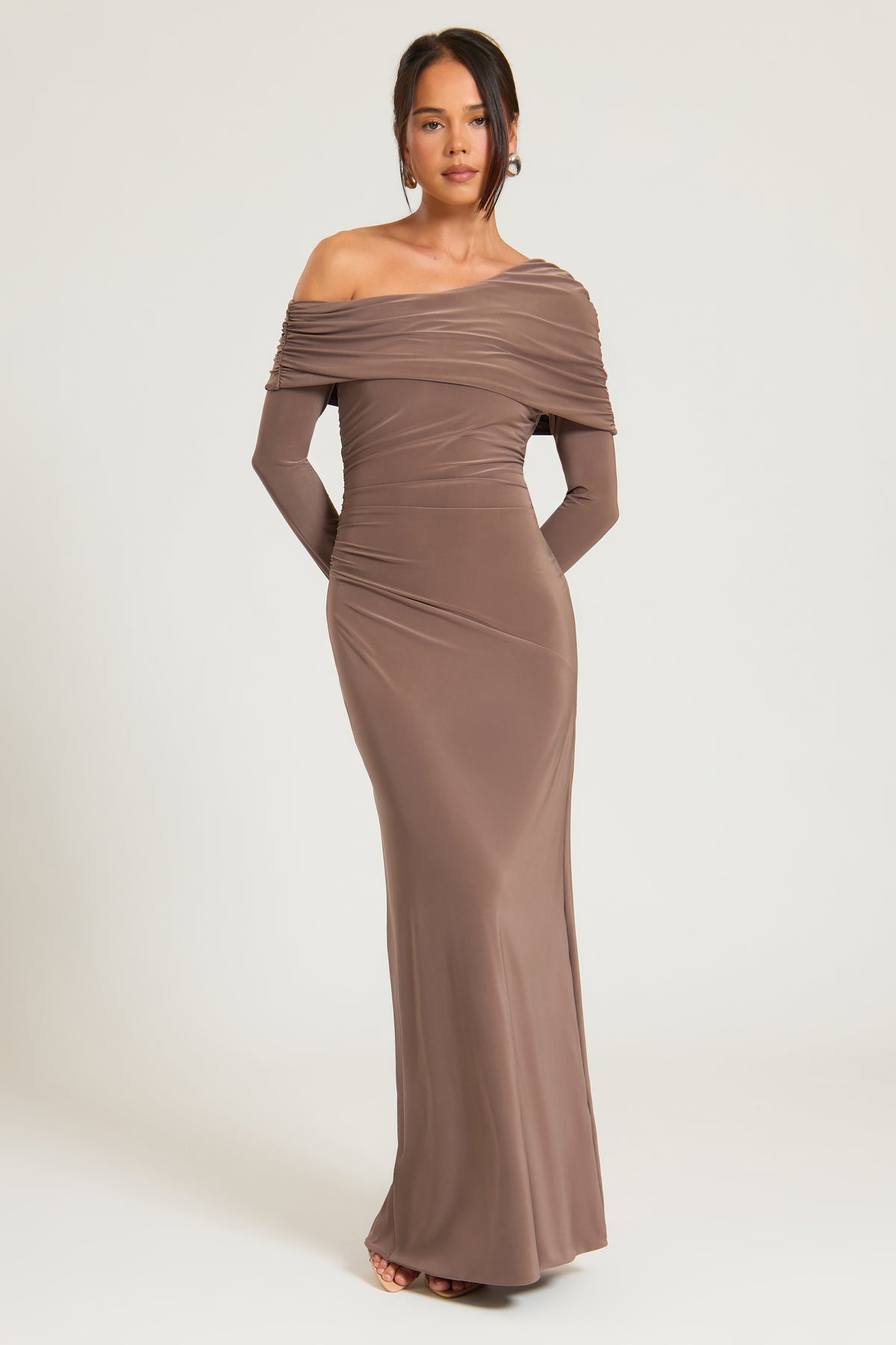 Double Layer Off The Shoulder Maxi Dress