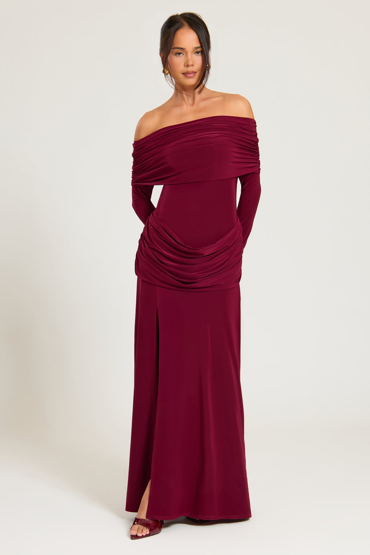 Bardot Double Layer Maxi Dress with Split