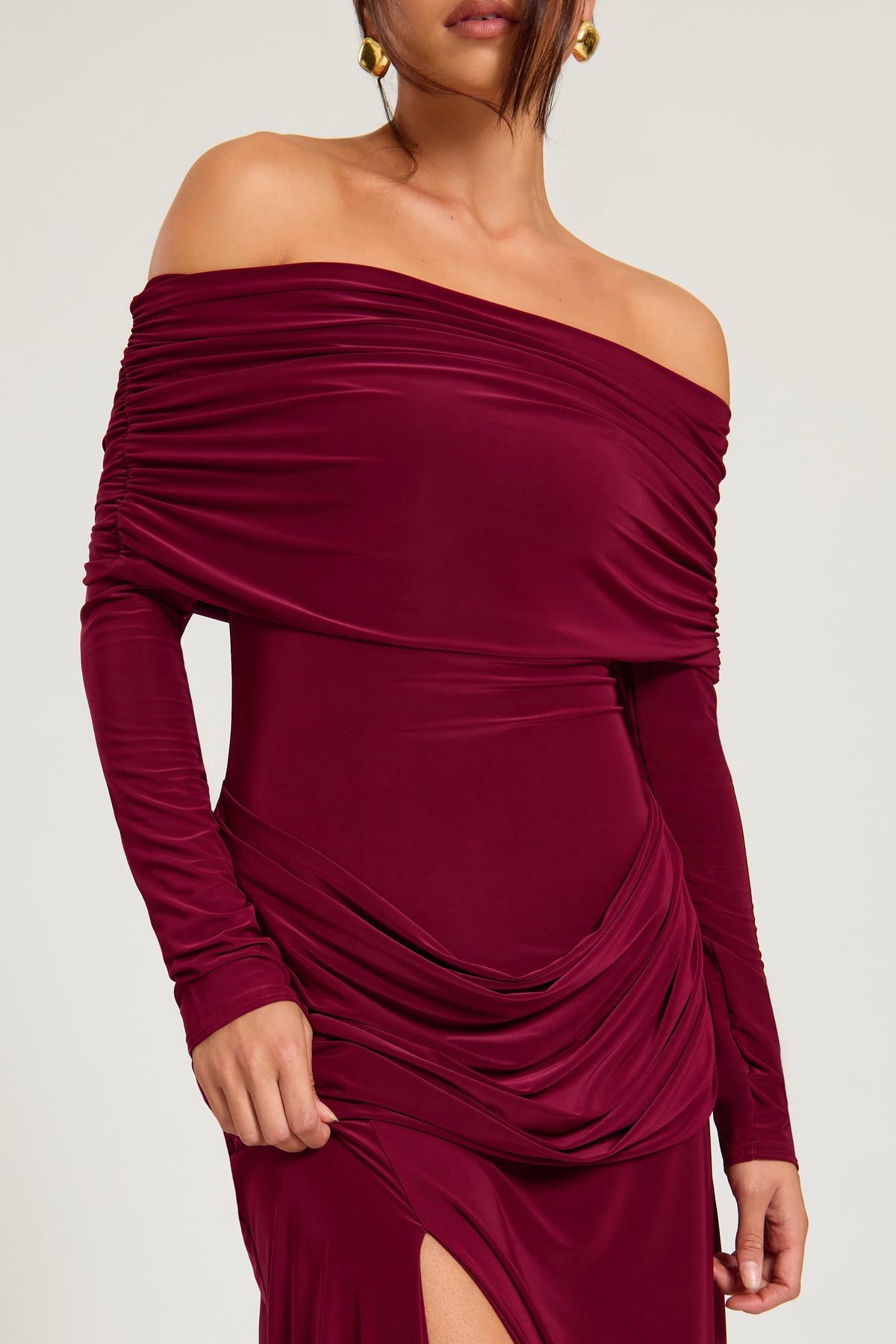 Bardot Double Layer Maxi Dress with Split