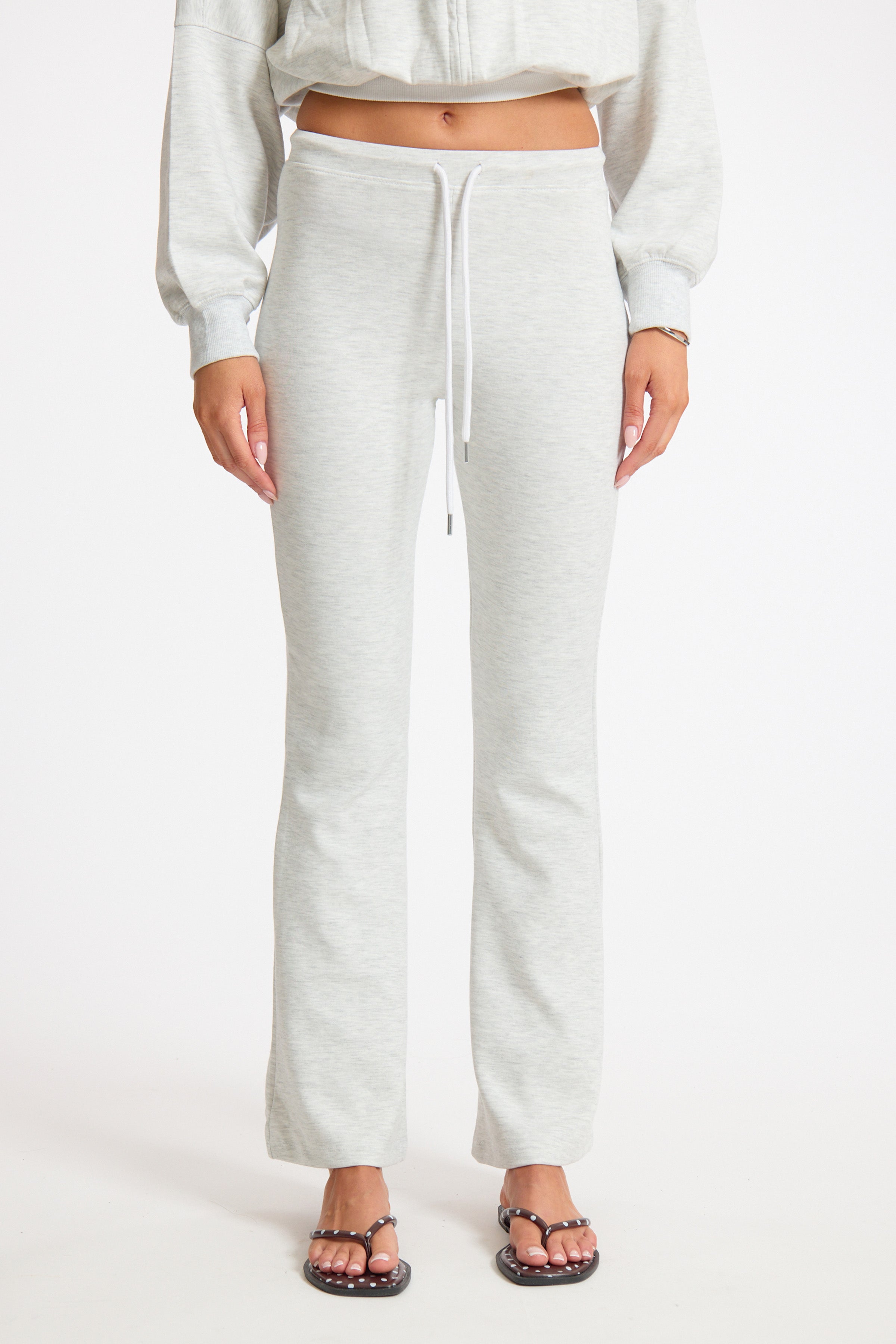 Bleached Grey Fitted Stretch Drawstring Pants