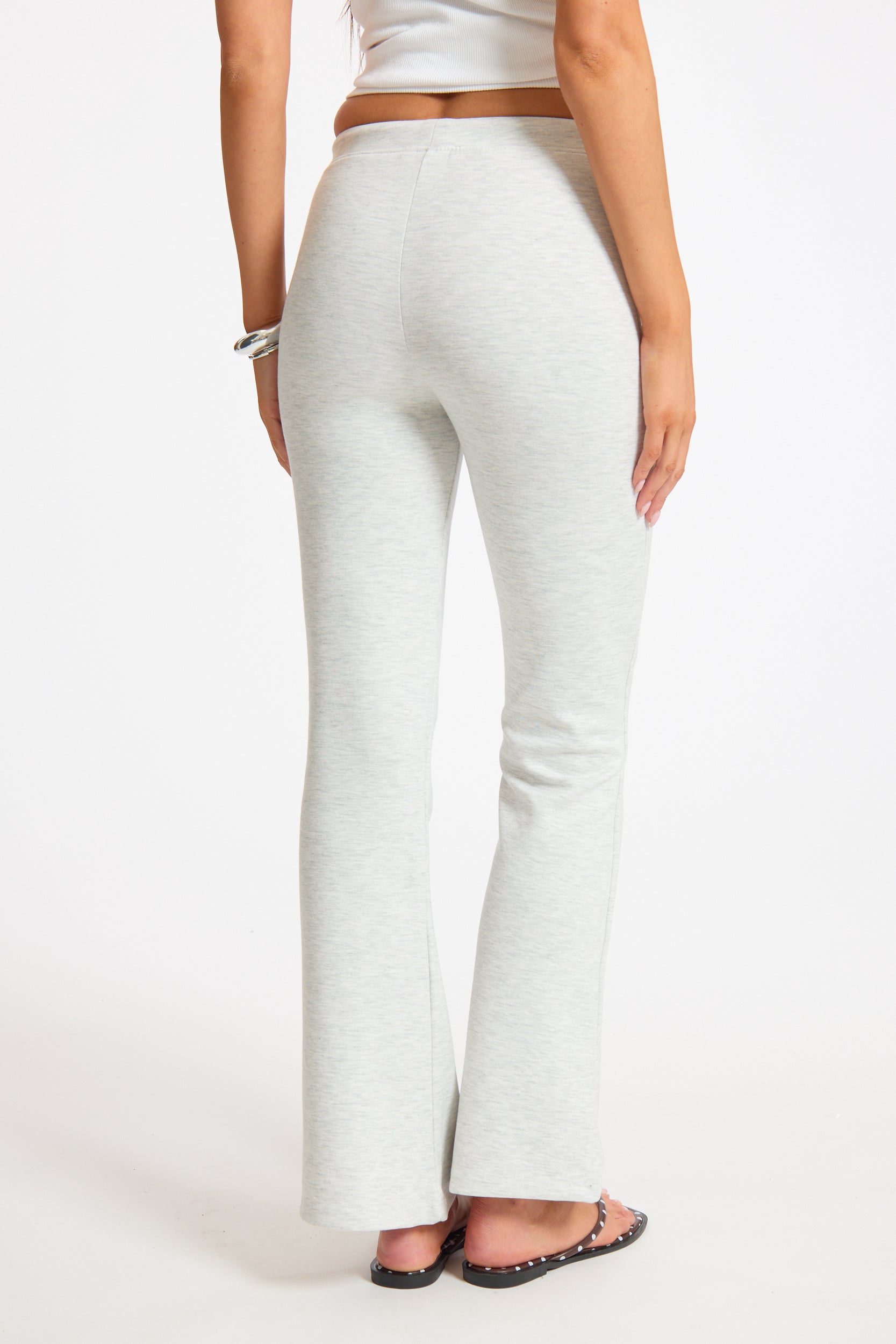Bleached Grey Fitted Stretch Drawstring Pants