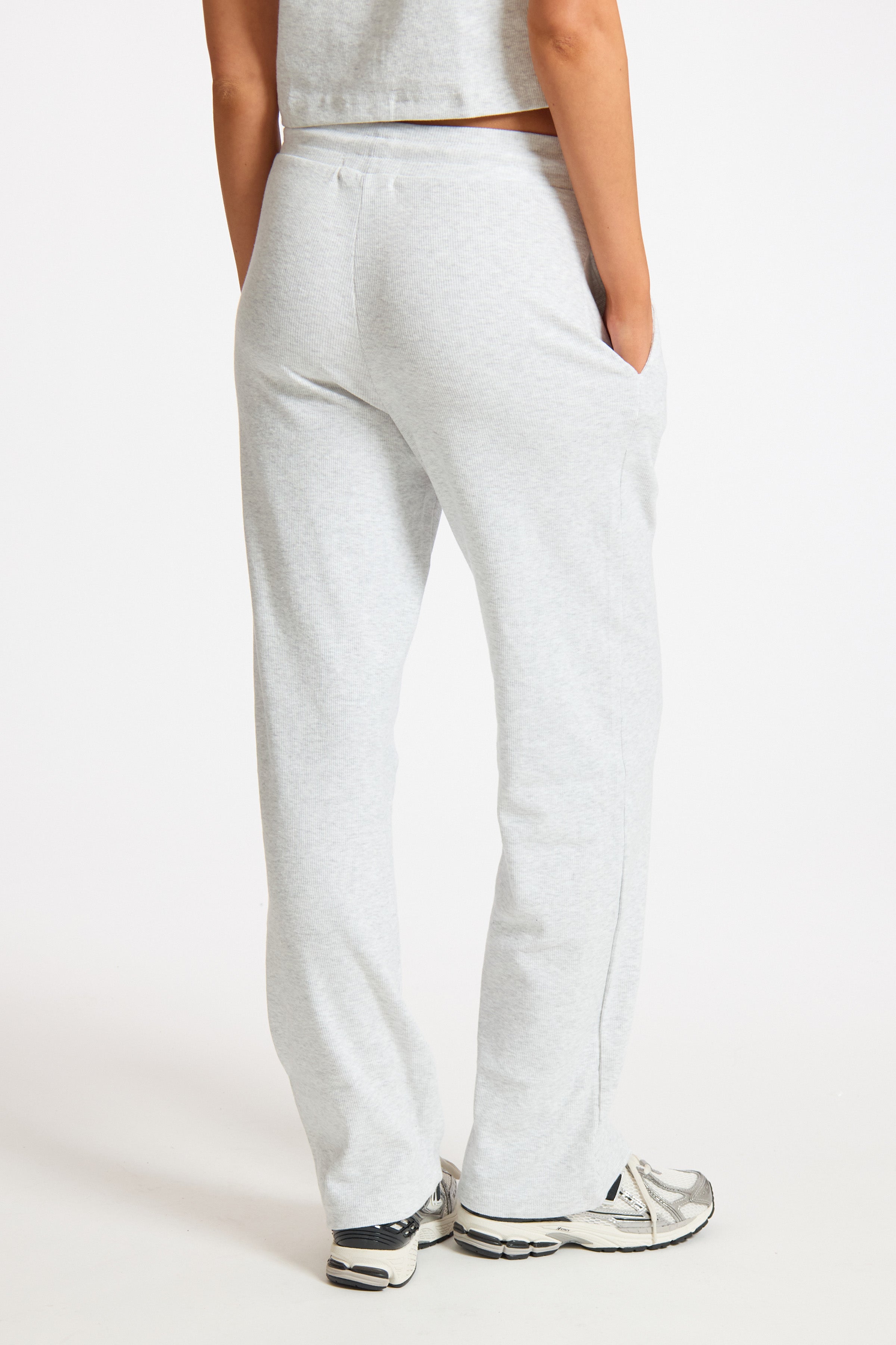 Grey Casual Adjustable Waist Ribbed Pants