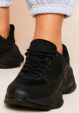 All black chunky trainers on sale