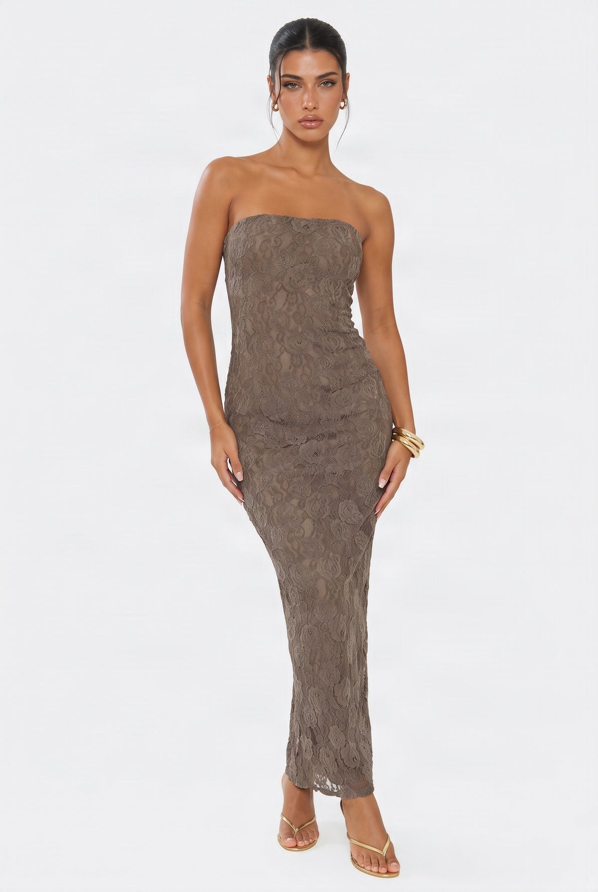 Chocolate Lace Maxi Dress