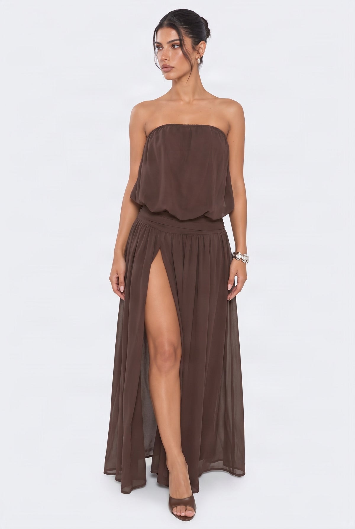 Chocolate Bandeau Maxi Dress