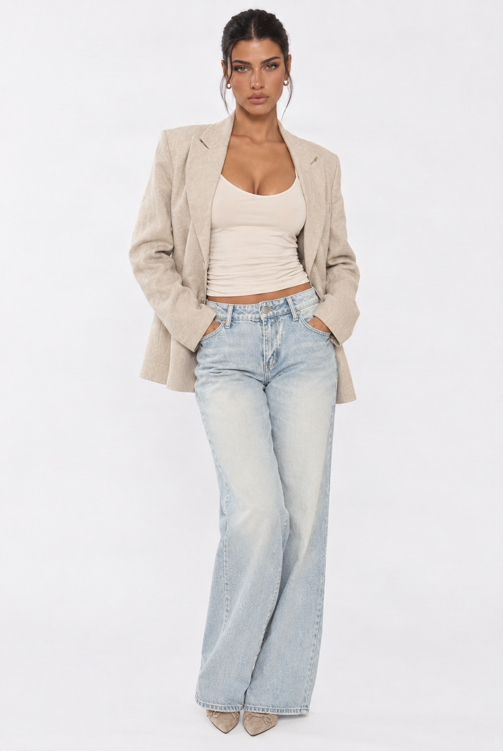 Light Blue Low Rise Wide Leg Jeans