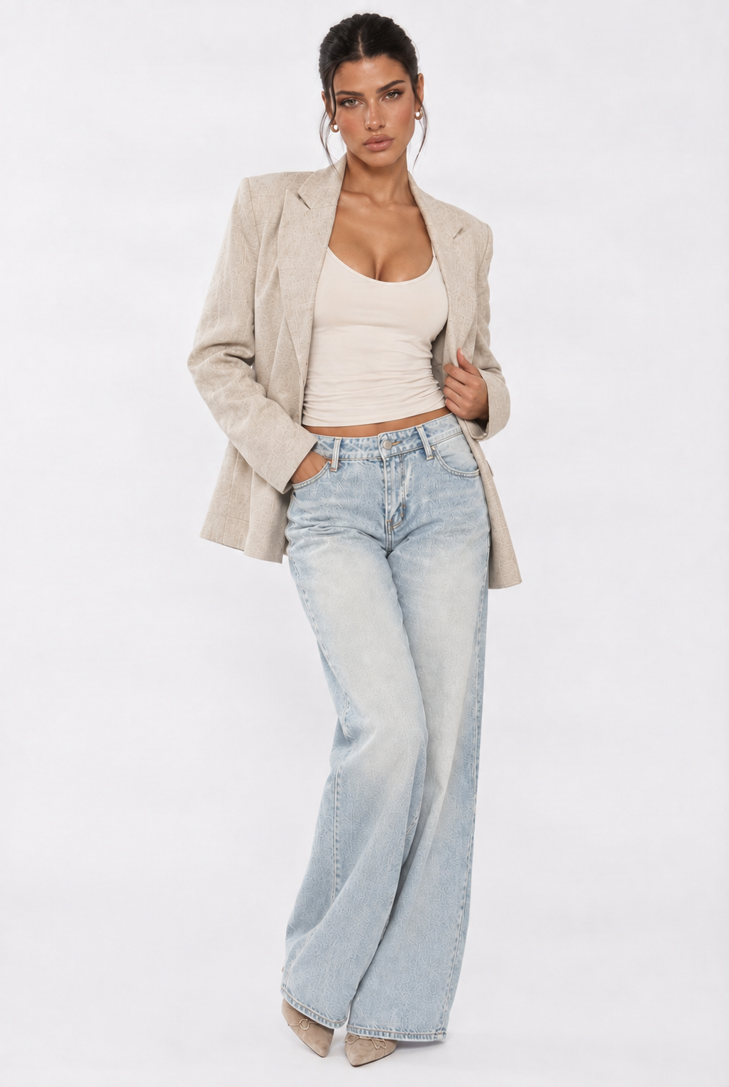 Light Blue Low Rise Wide Leg Jeans