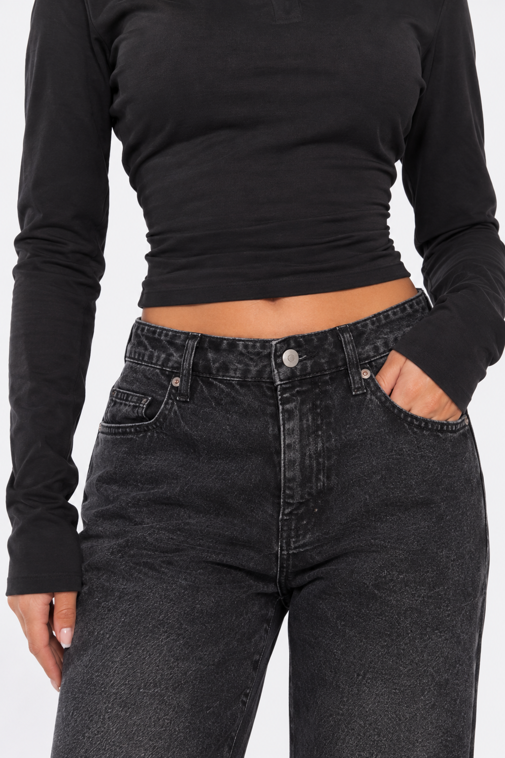Black Low Rise Boyfriend Jeans