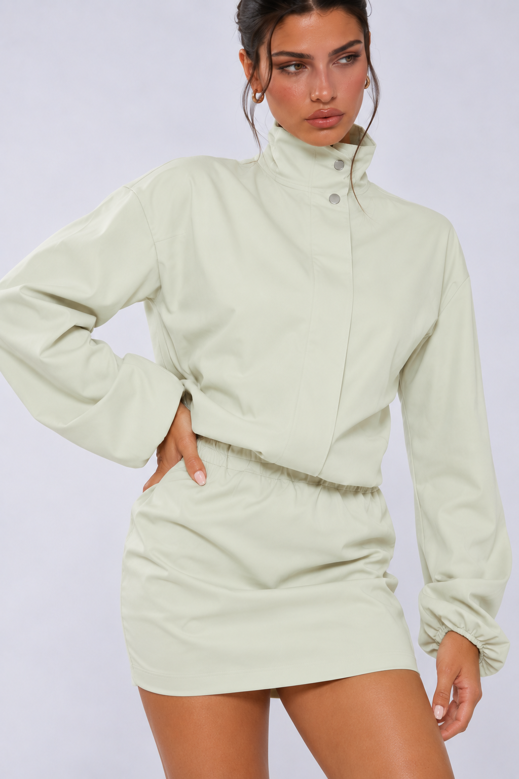 Cream Utility Mini Dress