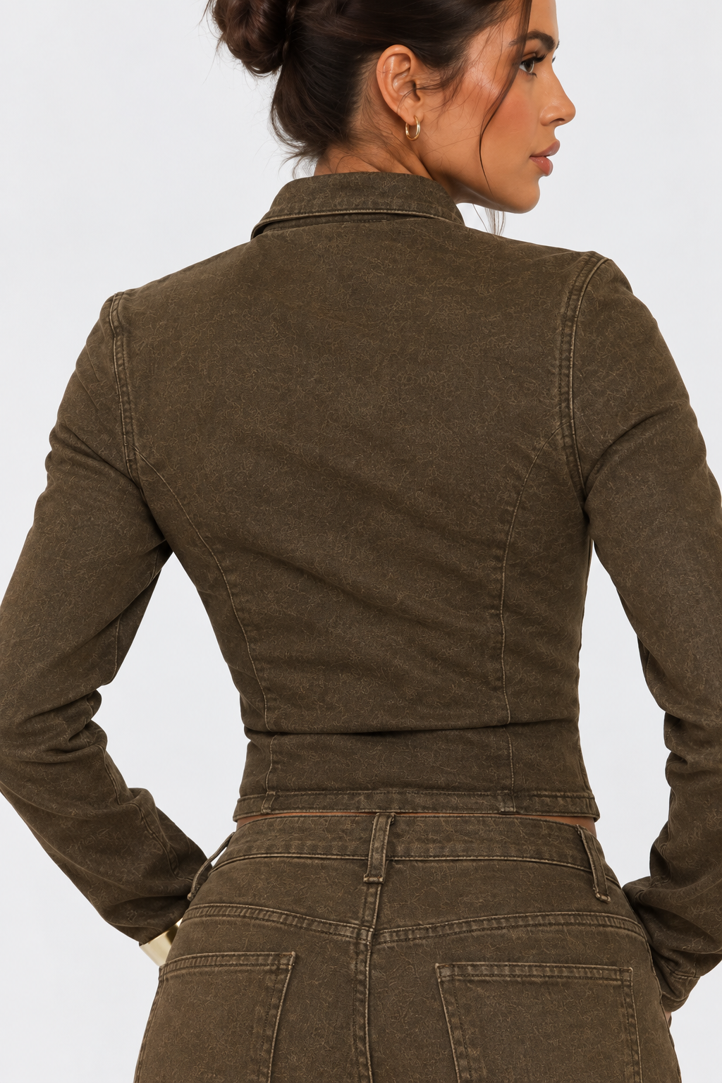 Chocolate Cinched Denim Jacket