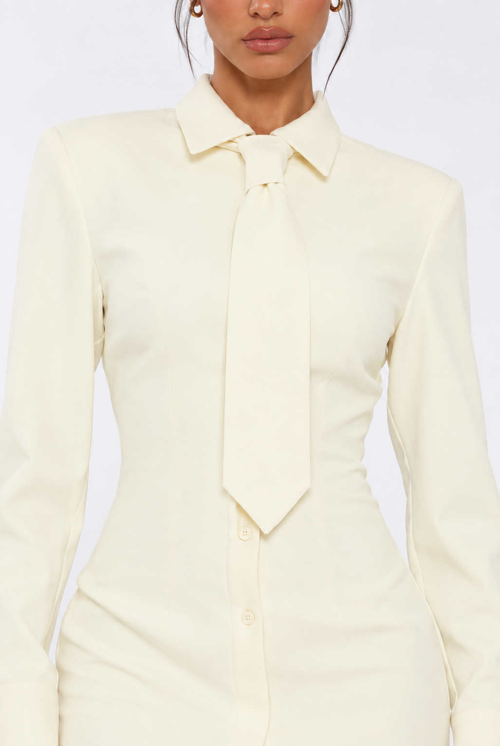 Cream Tailored Mini Dress