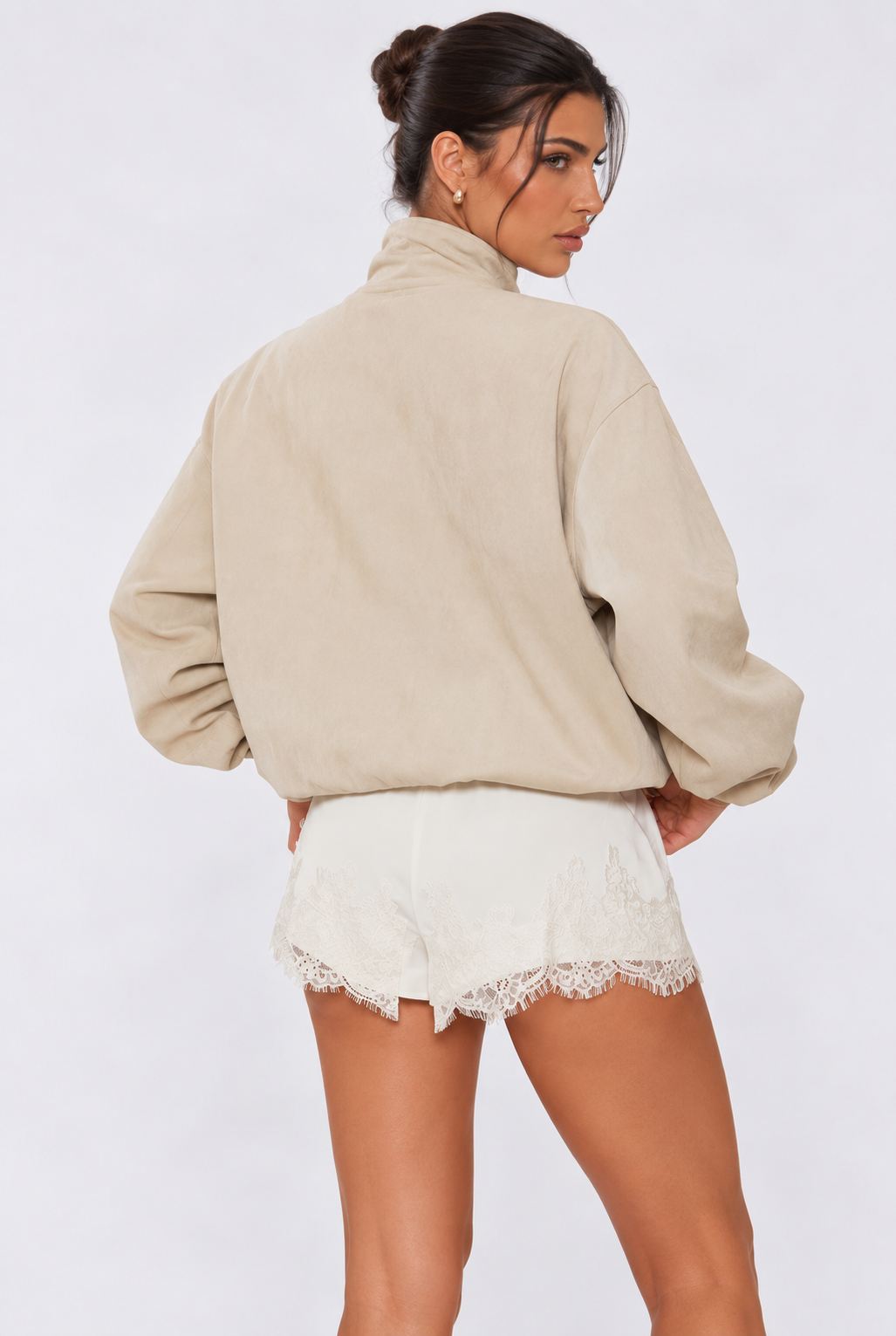 Lace Trim Satin Shorts