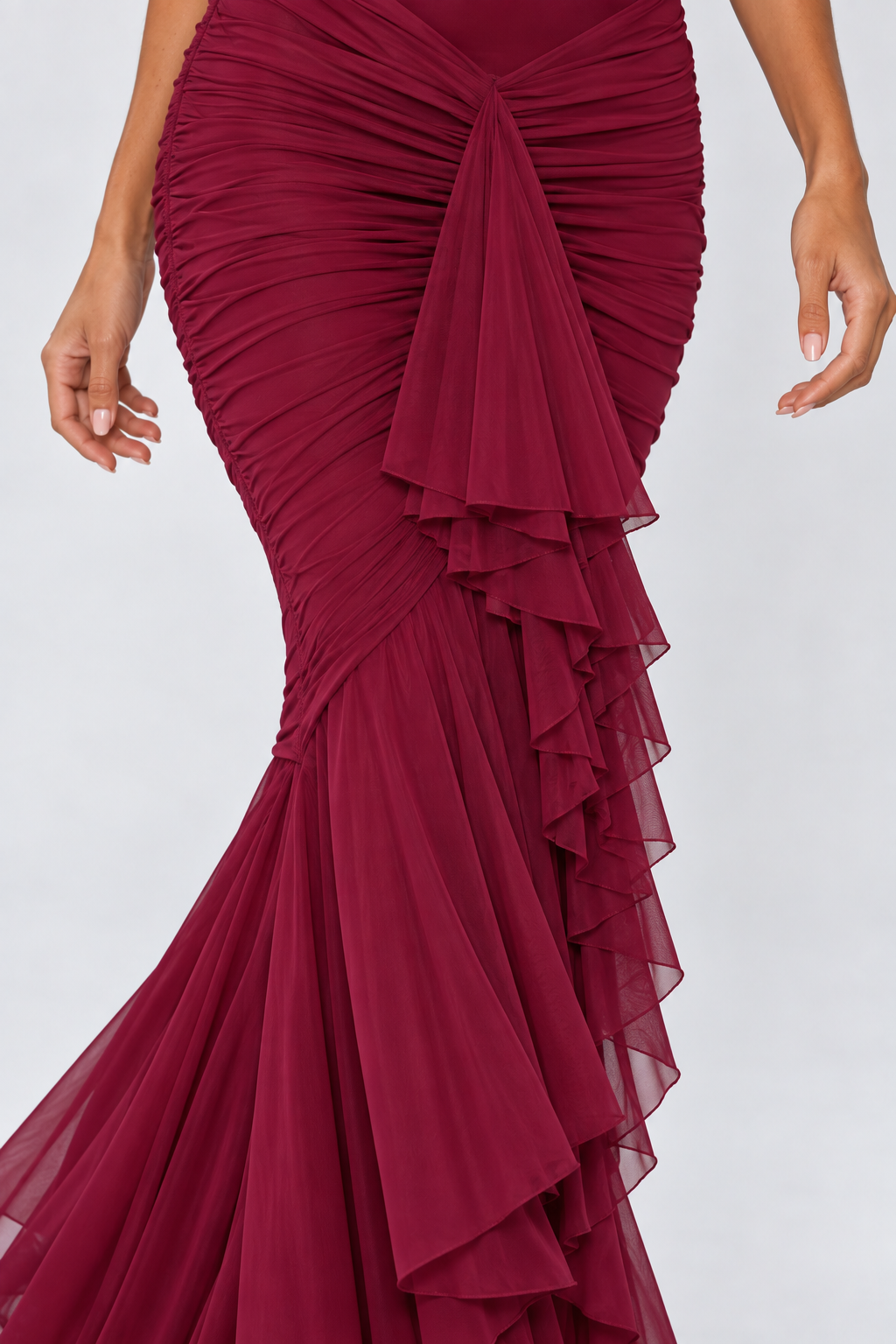Plum Ruched Maxi Dress