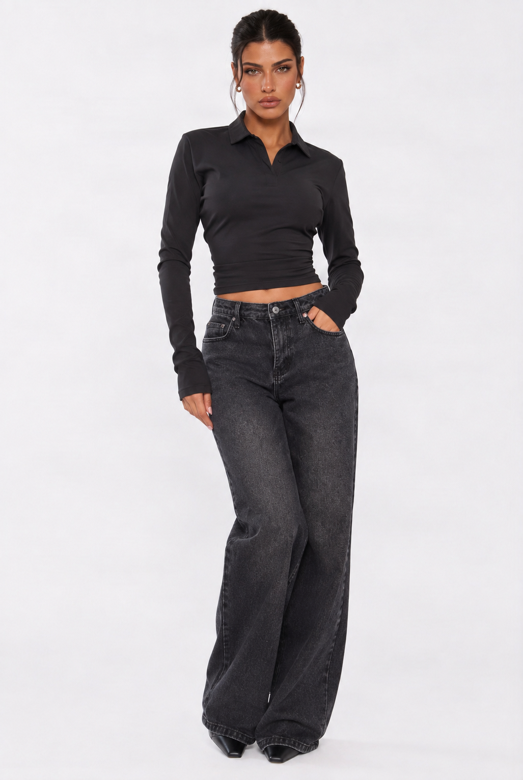 Black Low Rise Boyfriend Jeans