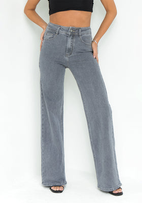 Molly Grey High Rise Straight Leg Jeans