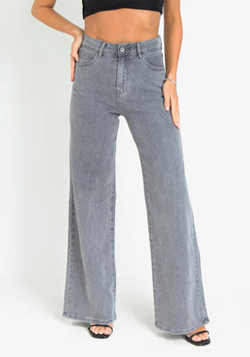 Laura Grey High Rise Wide Leg Jeans