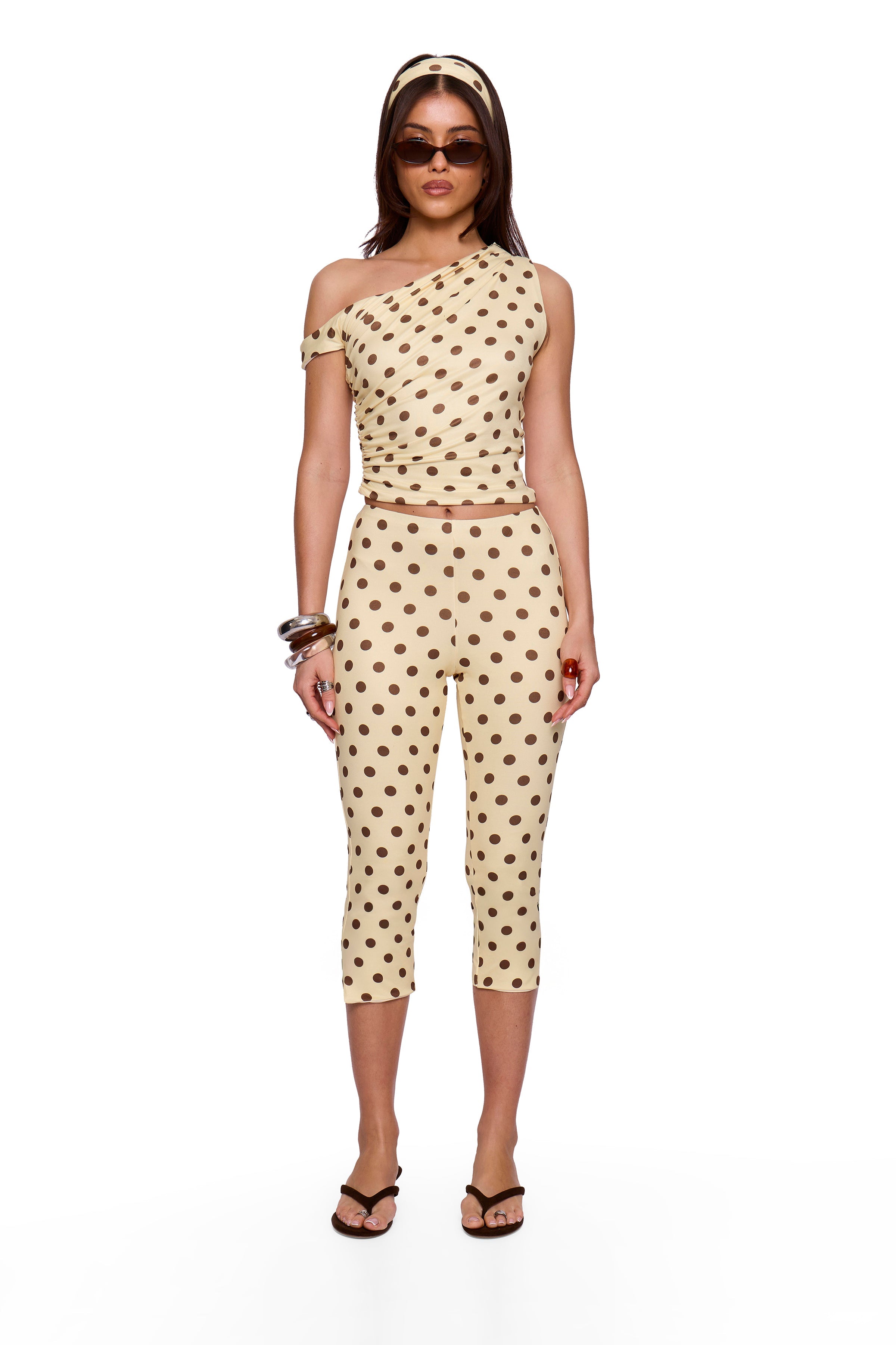 Butter Cream Polka Capri