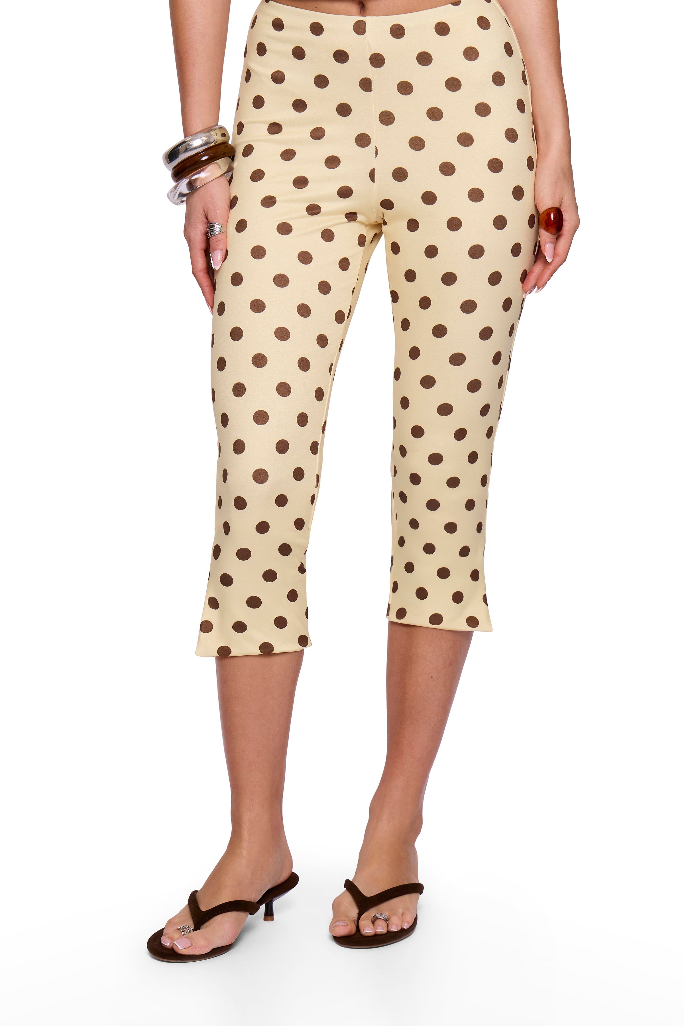 Butter Cream Polka Capri
