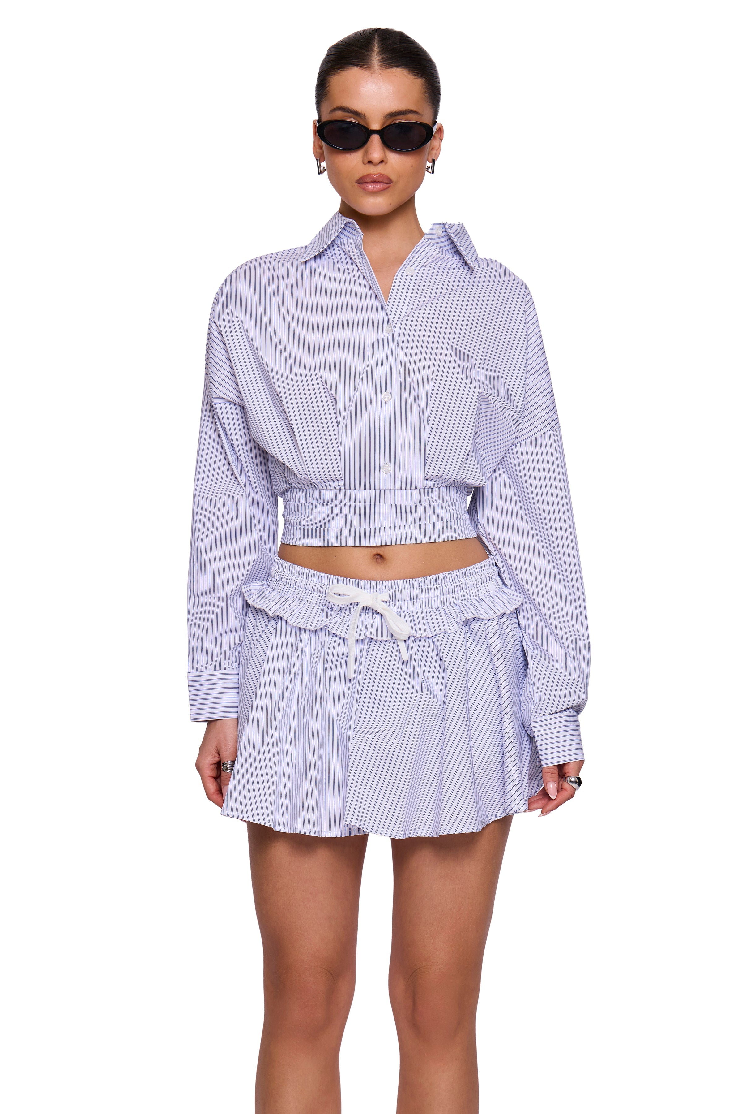 Blue Pinstripe Mini Skort