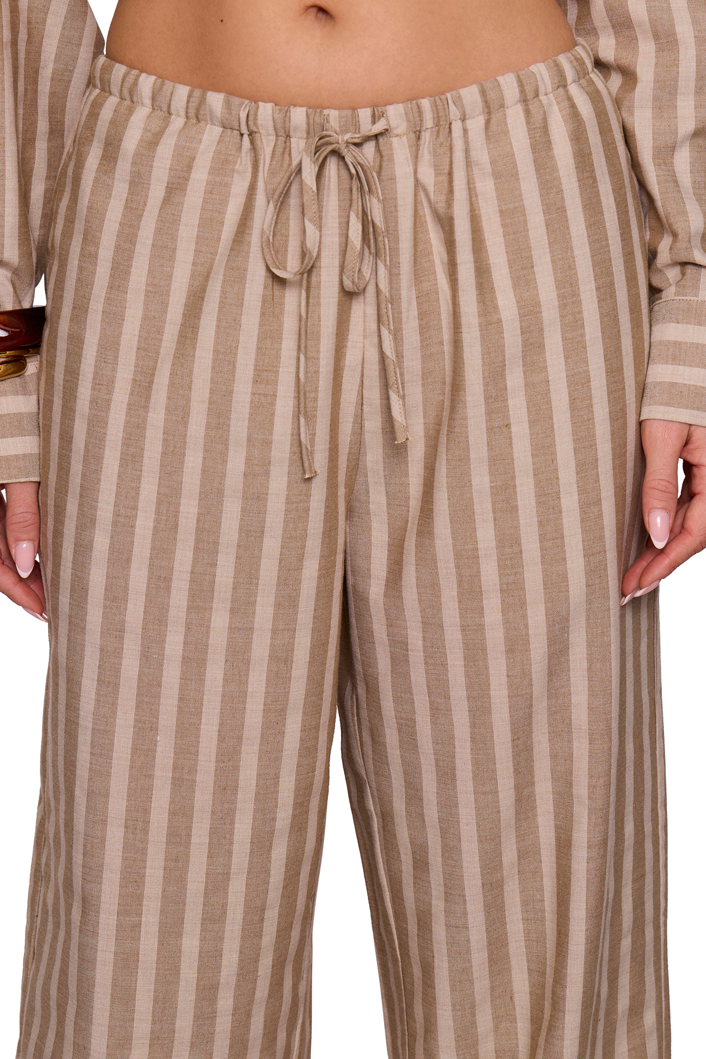 Brown Stripe Wide Trouser