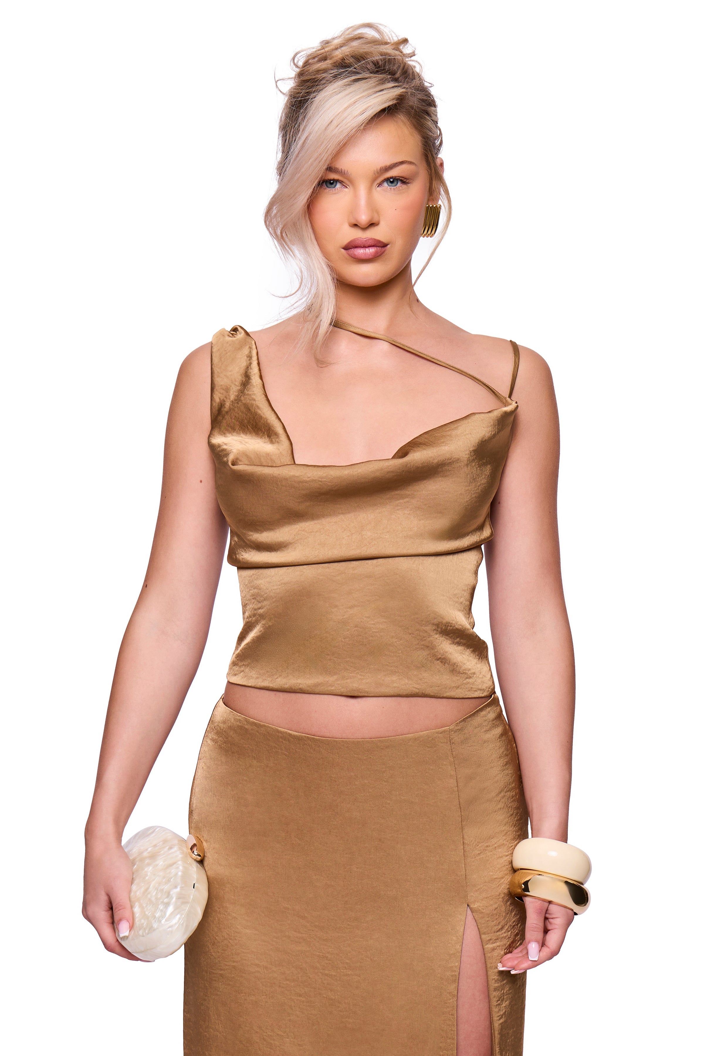 Taupe Cowl Top