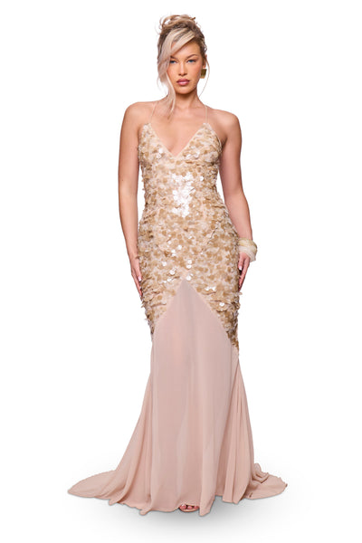 missy empire gold dress Taupe Sequin Maxi Dress | DRESSES