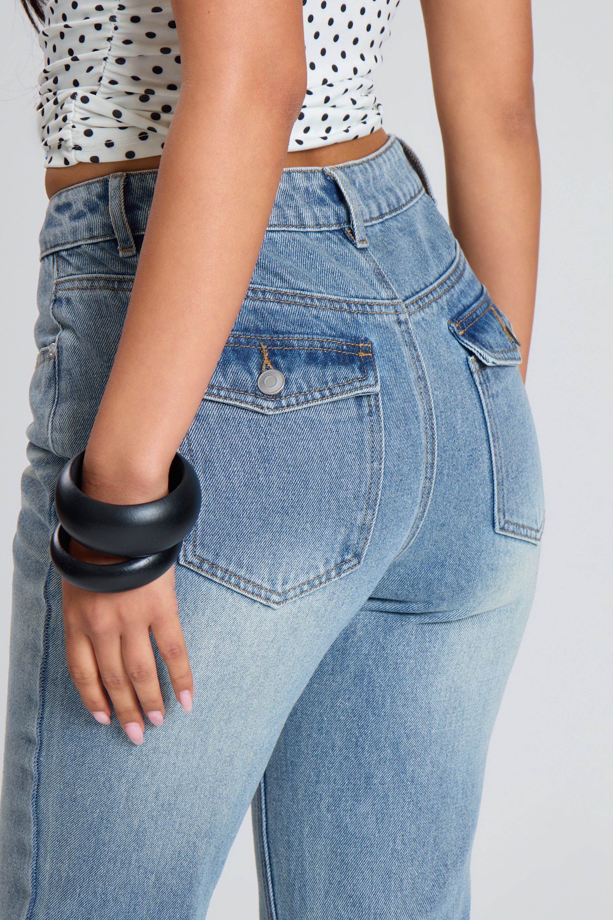 Light Vintage Wash Denim Skinny Flares