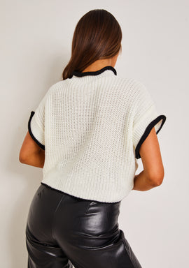 Black and white cropped sweater best sale