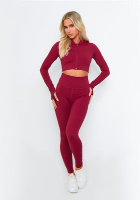 Valeria Burgundy Missy Empire High Waisted Gym Leggings